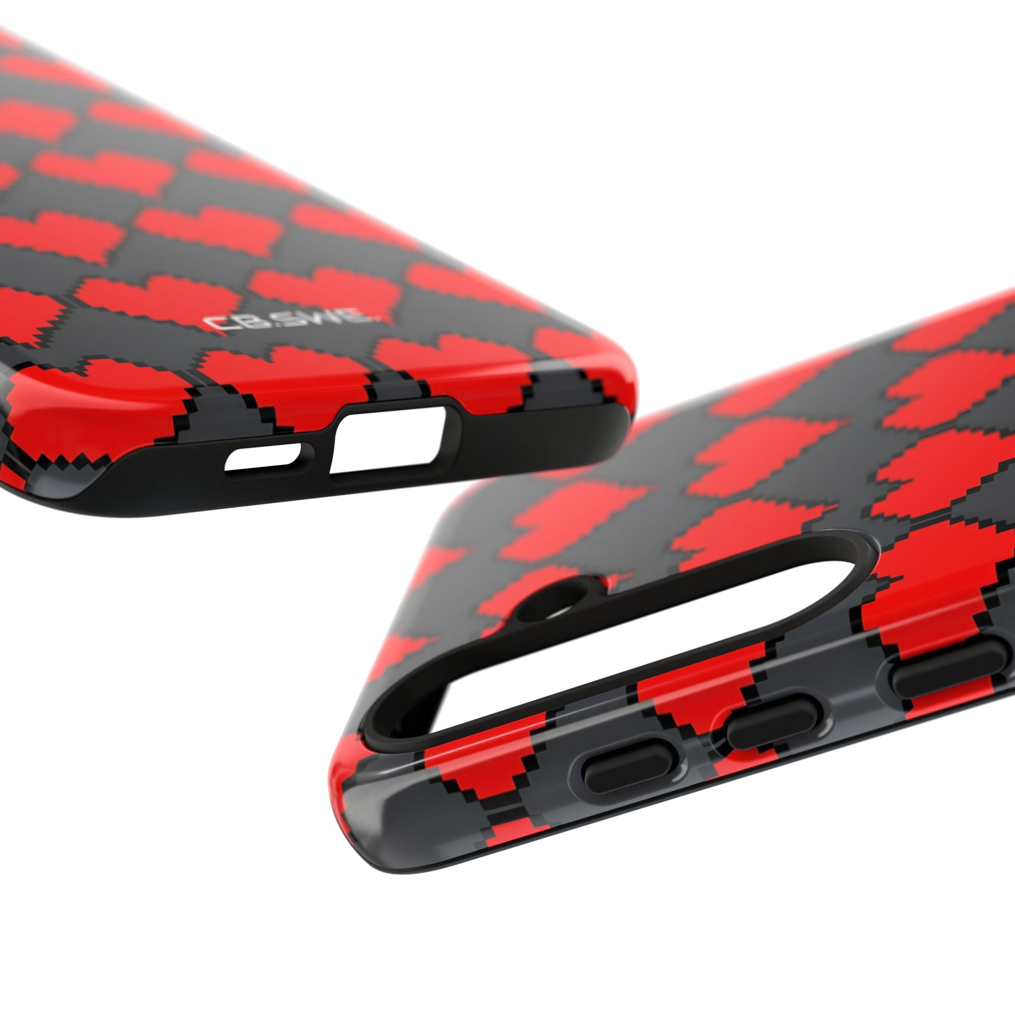 Red Heart Dark Gray Diamonds Seamless Samsung S24 - Tough