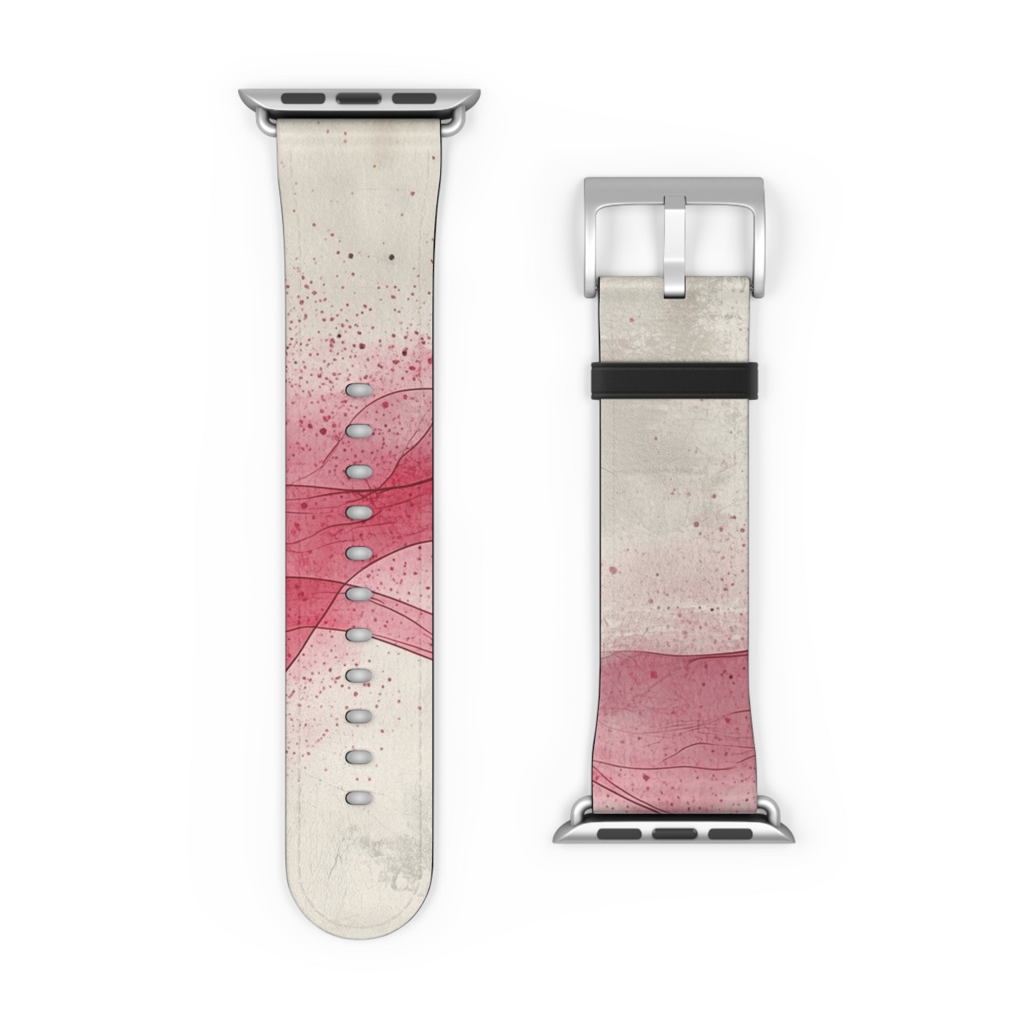 Crimson Ribbon Waves - Watch Band