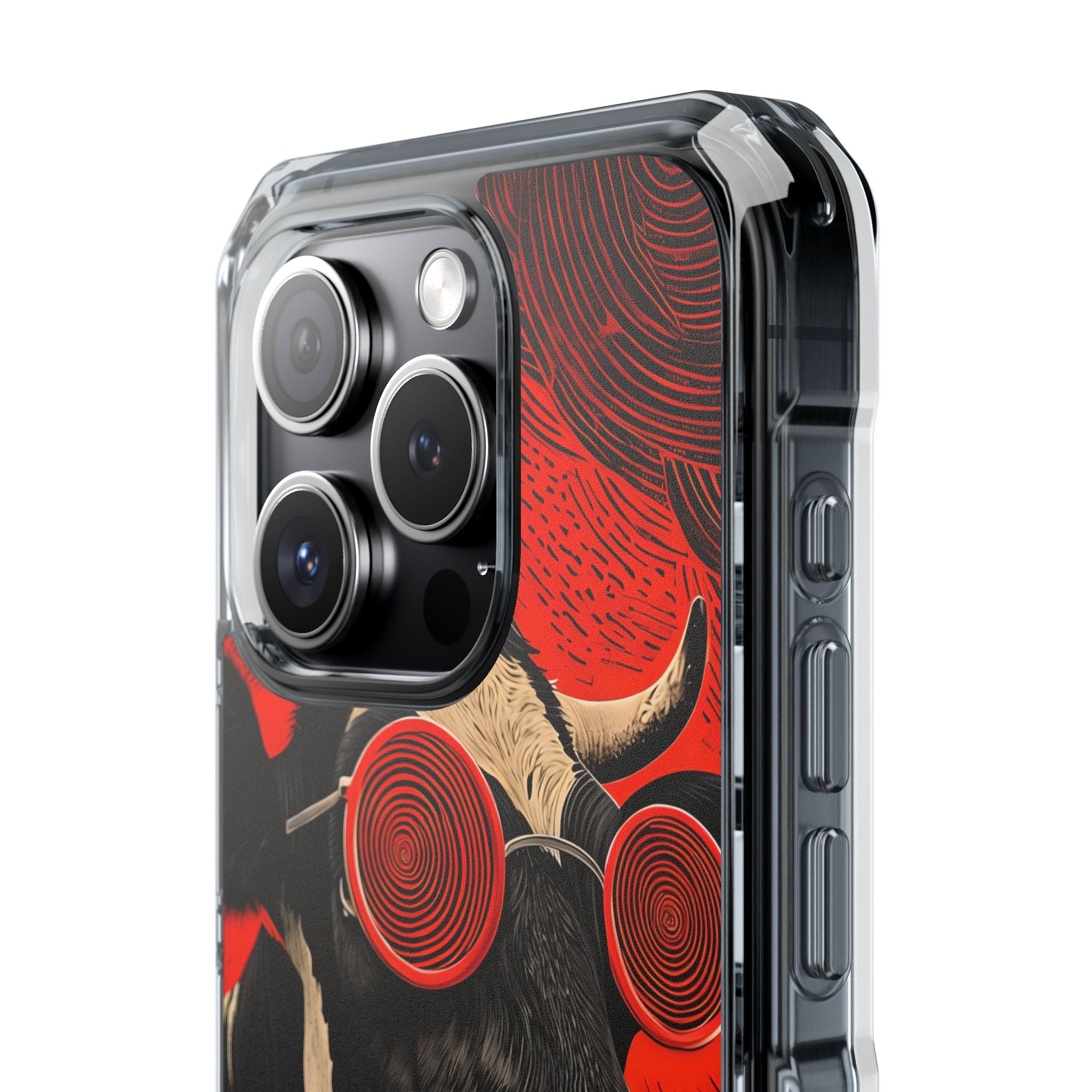 Surreal Black White Cow Red Spiral Sunglasses iPhone 15 - Impact Clear+