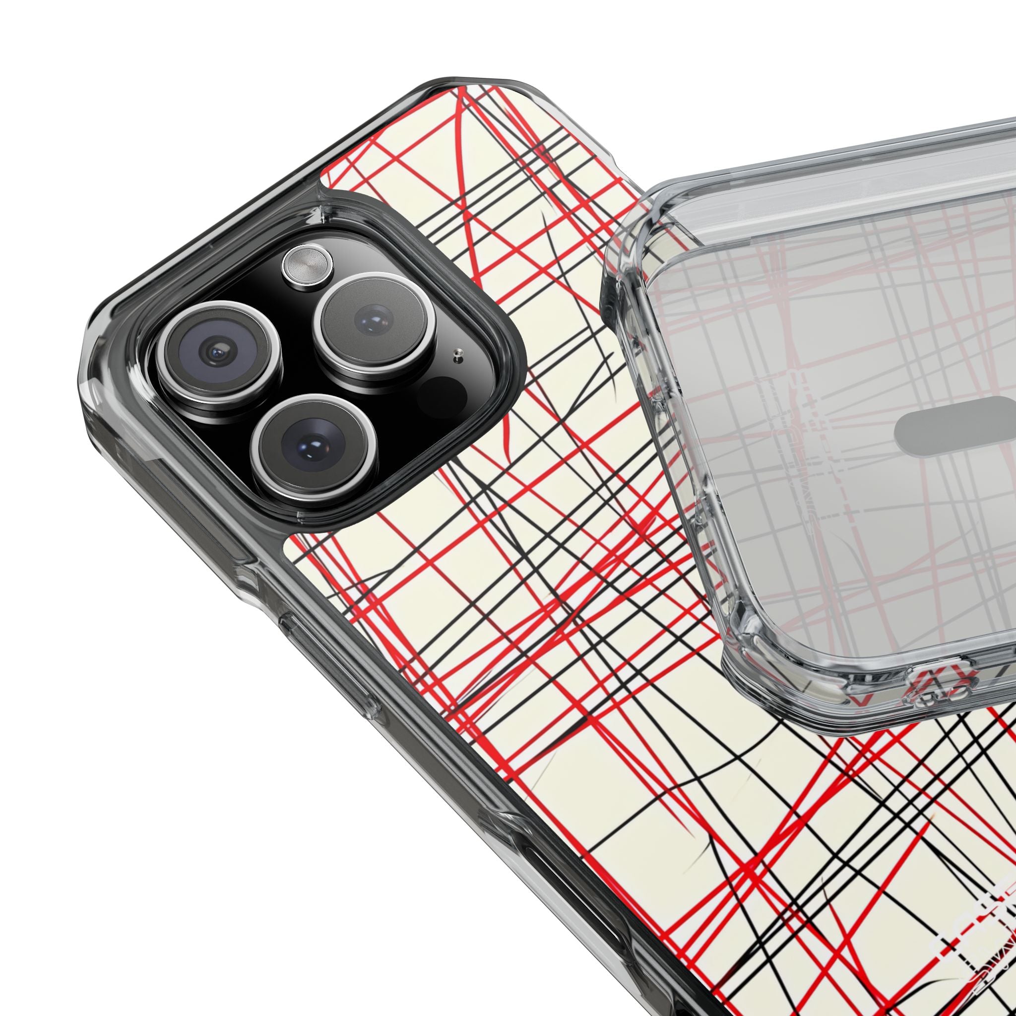 Crimson Wire Tangle iPhone 16 - Impact Clear+