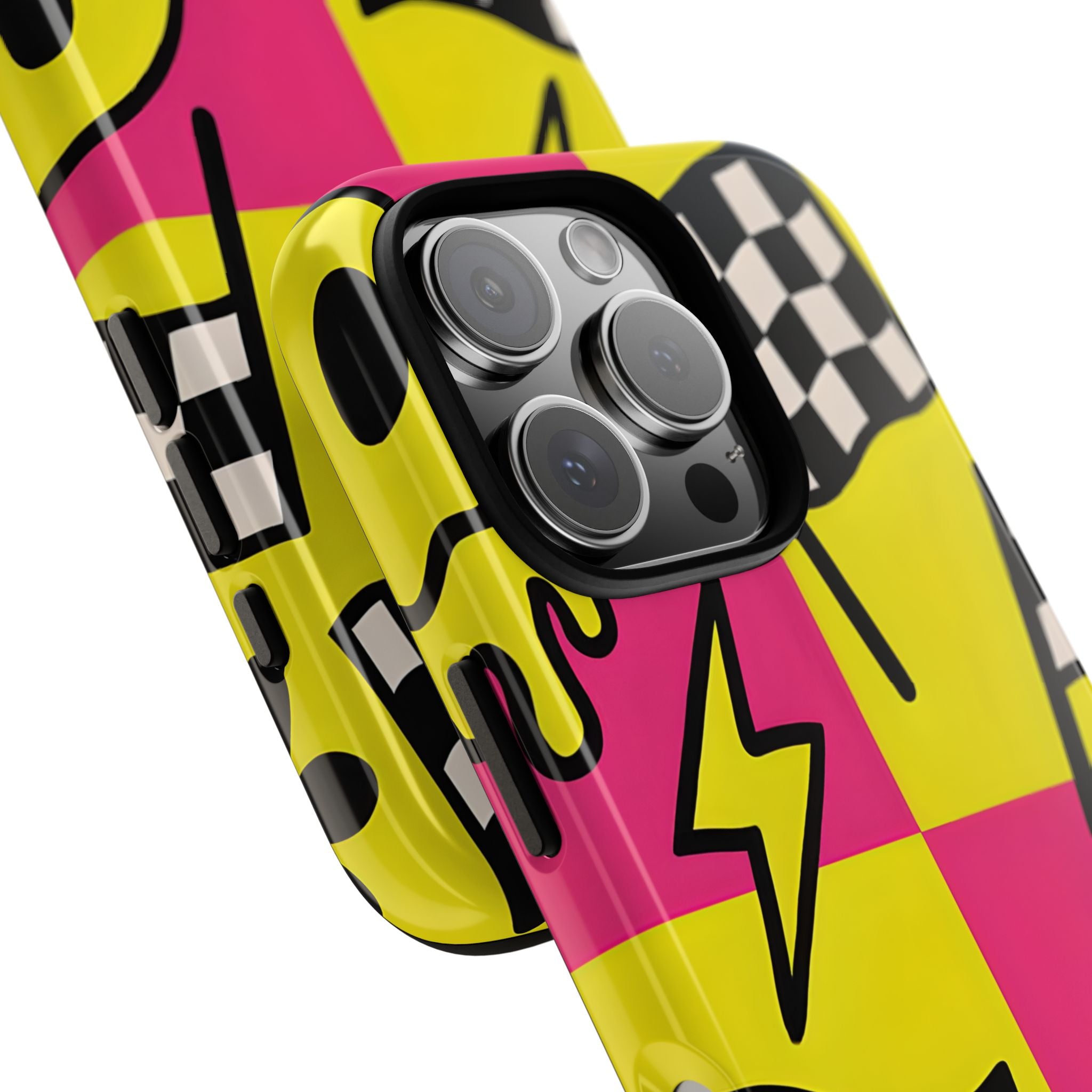 Vibrant Pop Art Smiling Faces and Lightning iPhone 16 - Tough