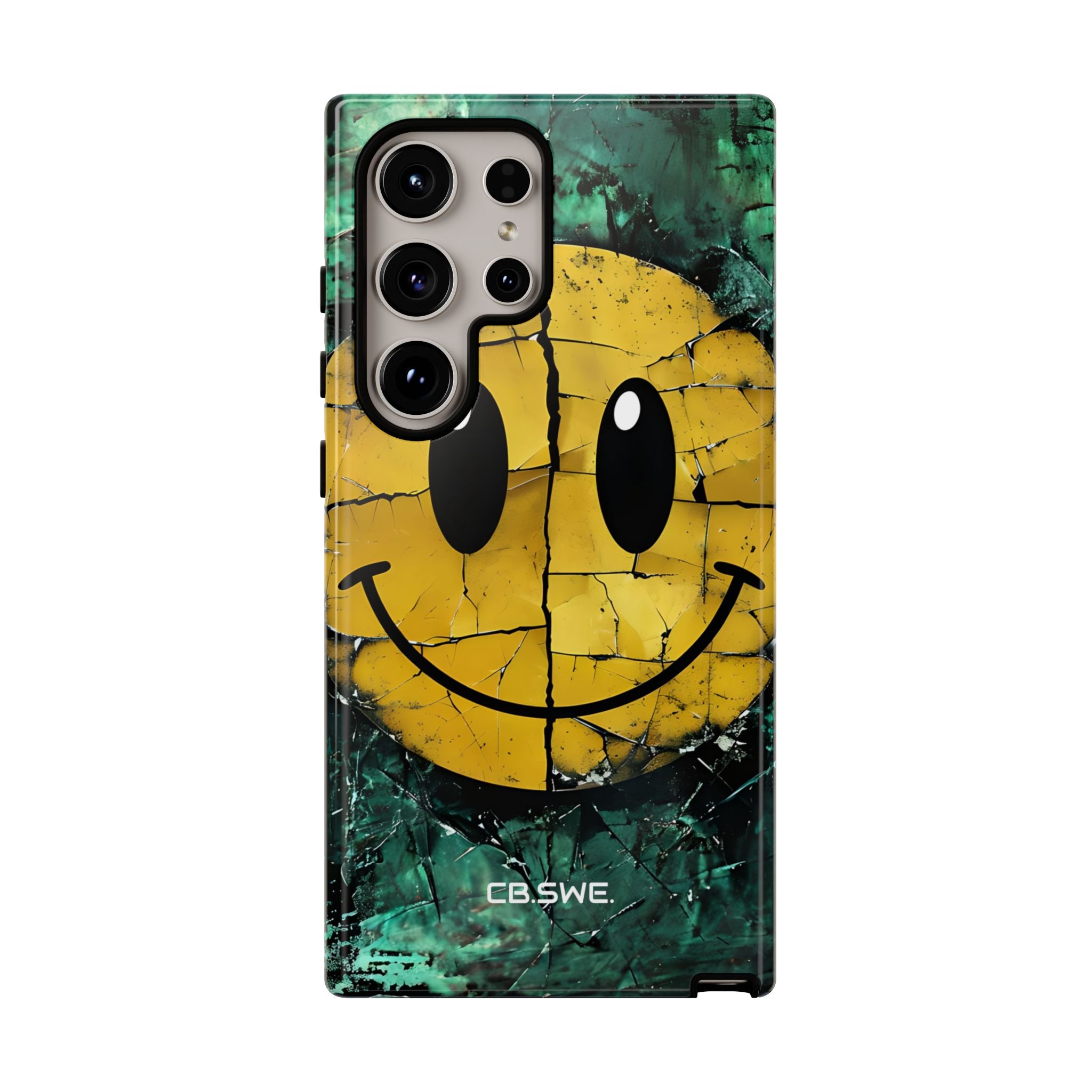 Distressed Gelbes Smiley Gesicht Digital Art Handyhülle Samsung S24 - Robust