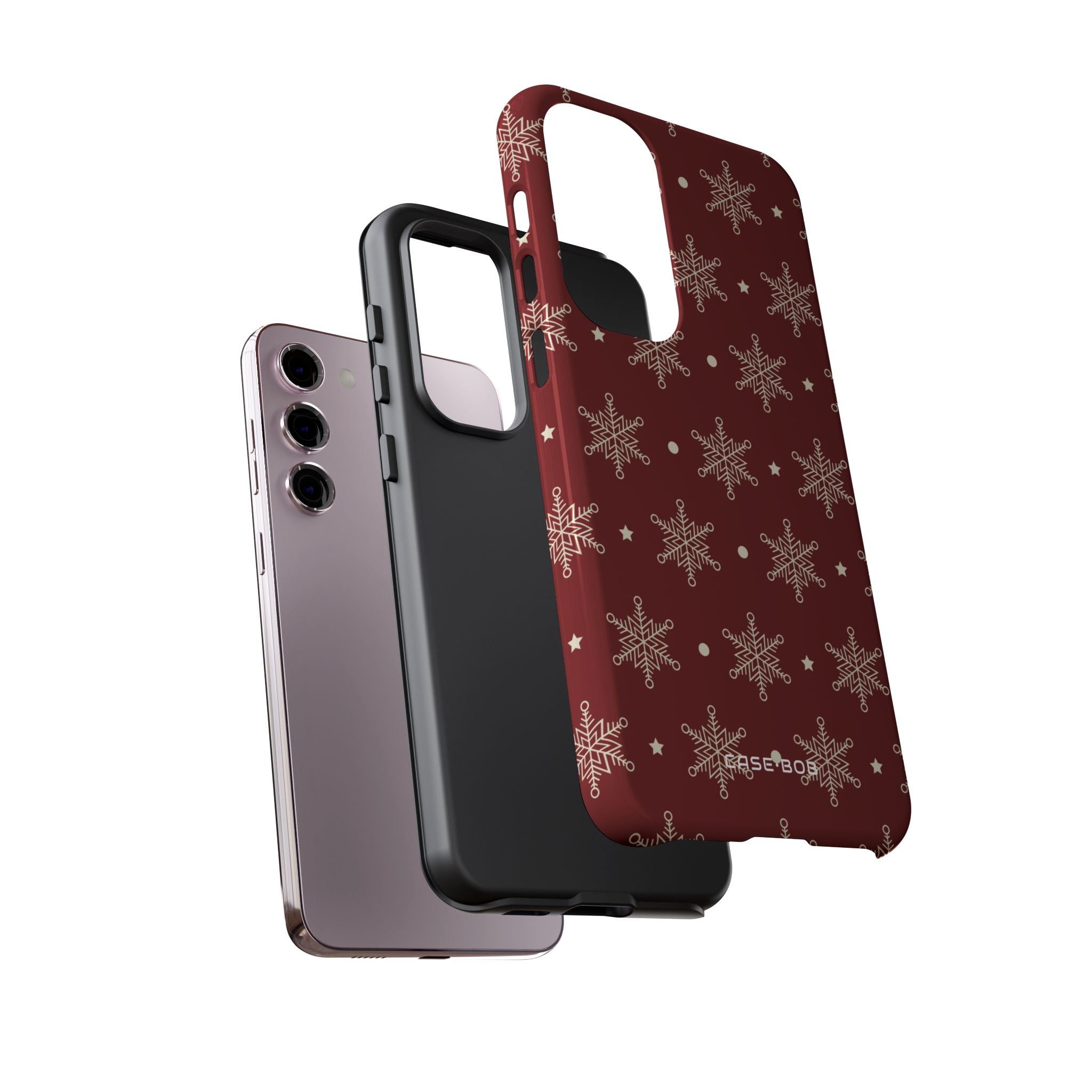 Cream Snowflake Crimson Samsung S23 Plus Case - Tough
