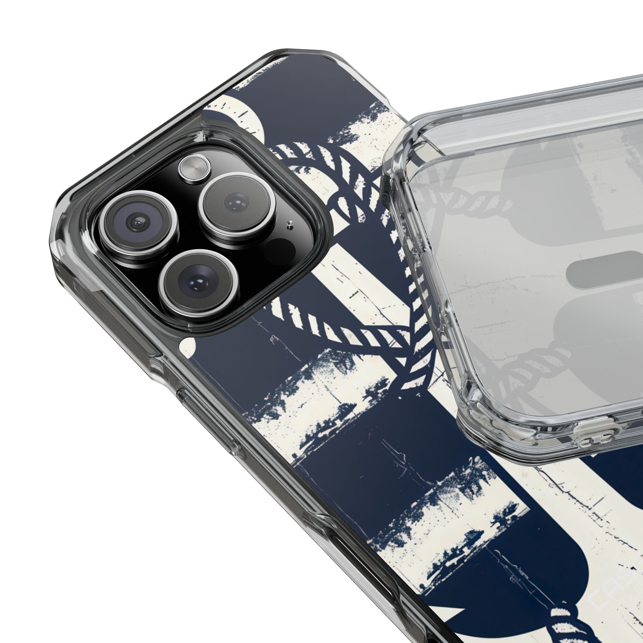 Navy Anchor Stripes iPhone 16 - Impact Clear+