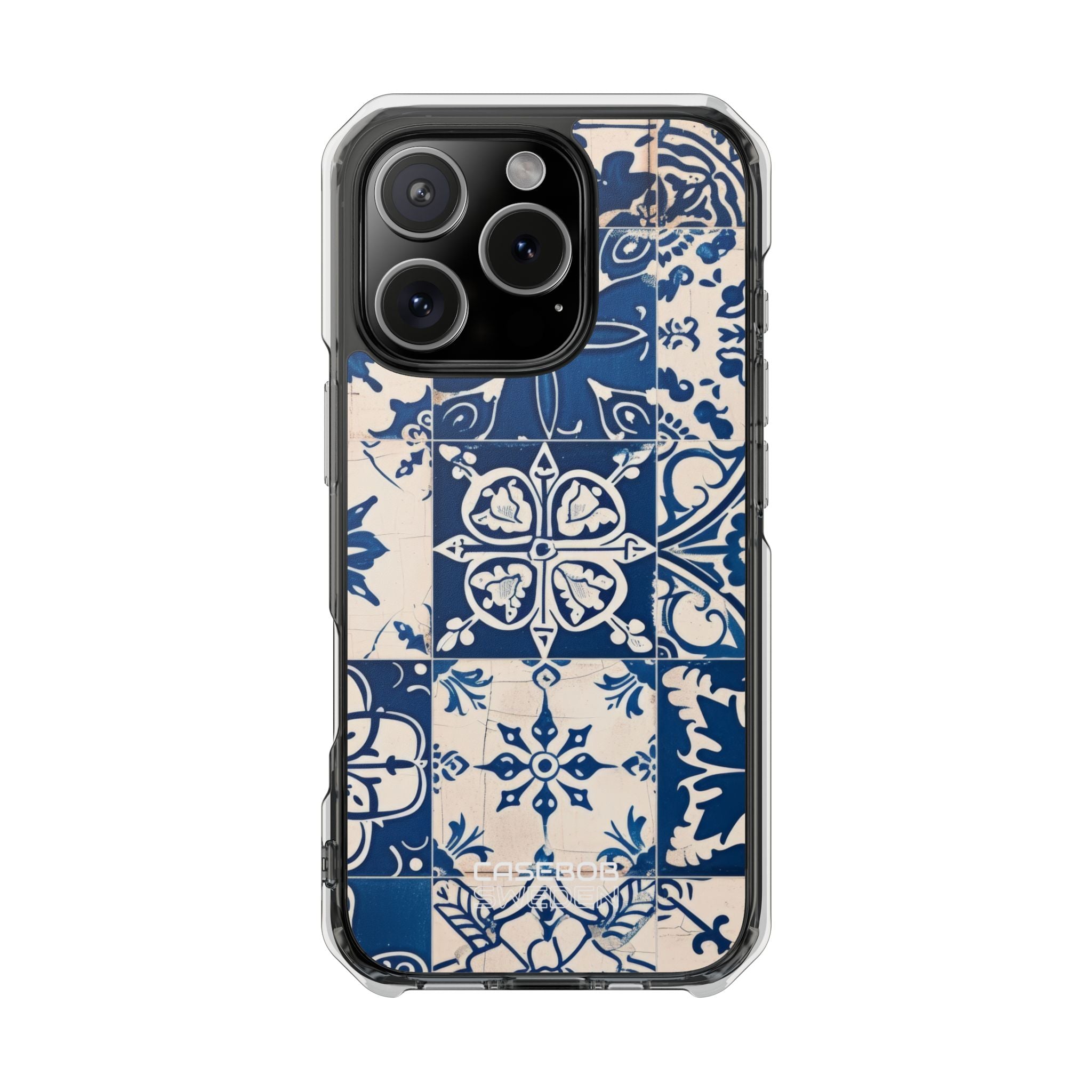 Ornate Blue Tiles iPhone 16 - Impact Clear+