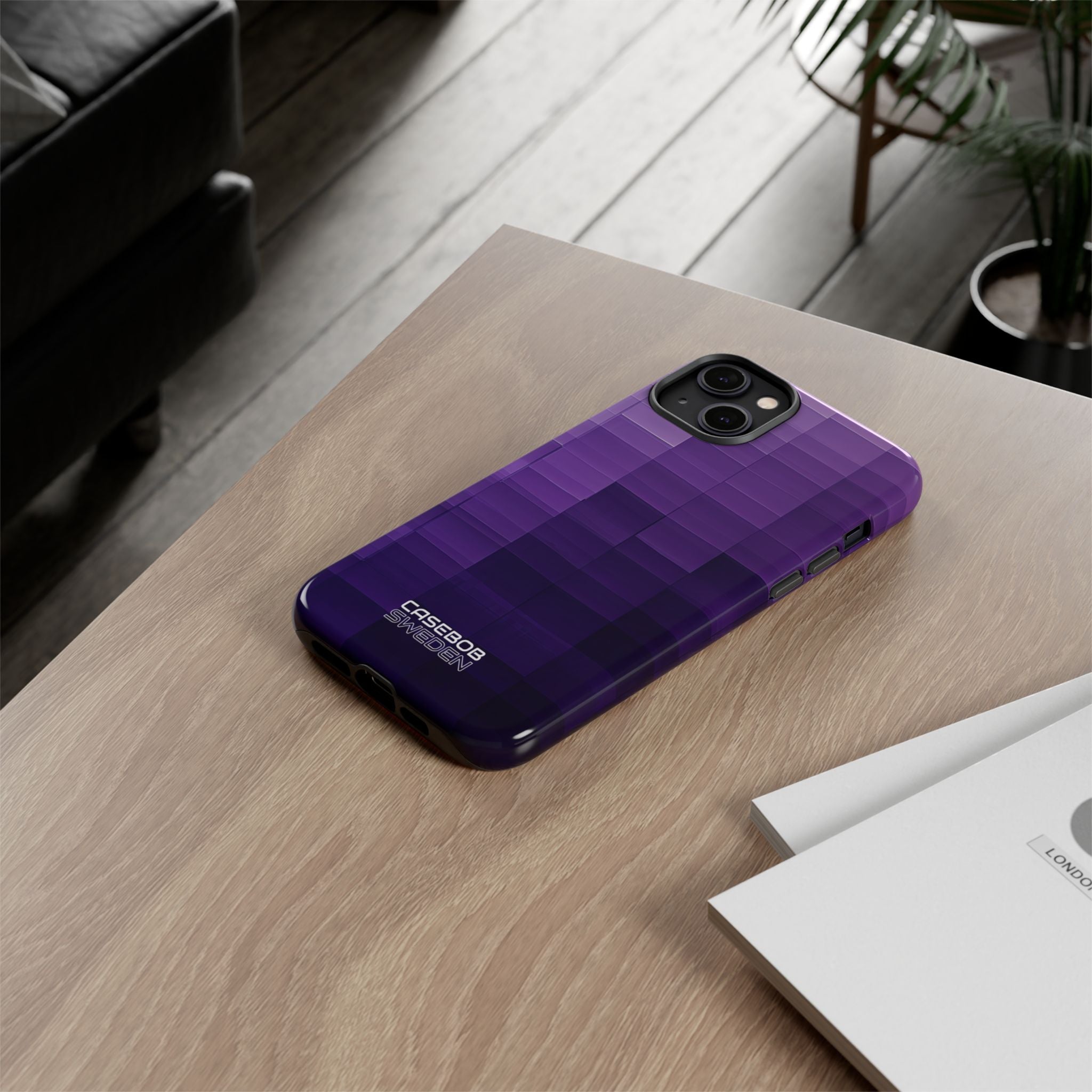 Purple Horizon Grid iPhone 14 - Resistente