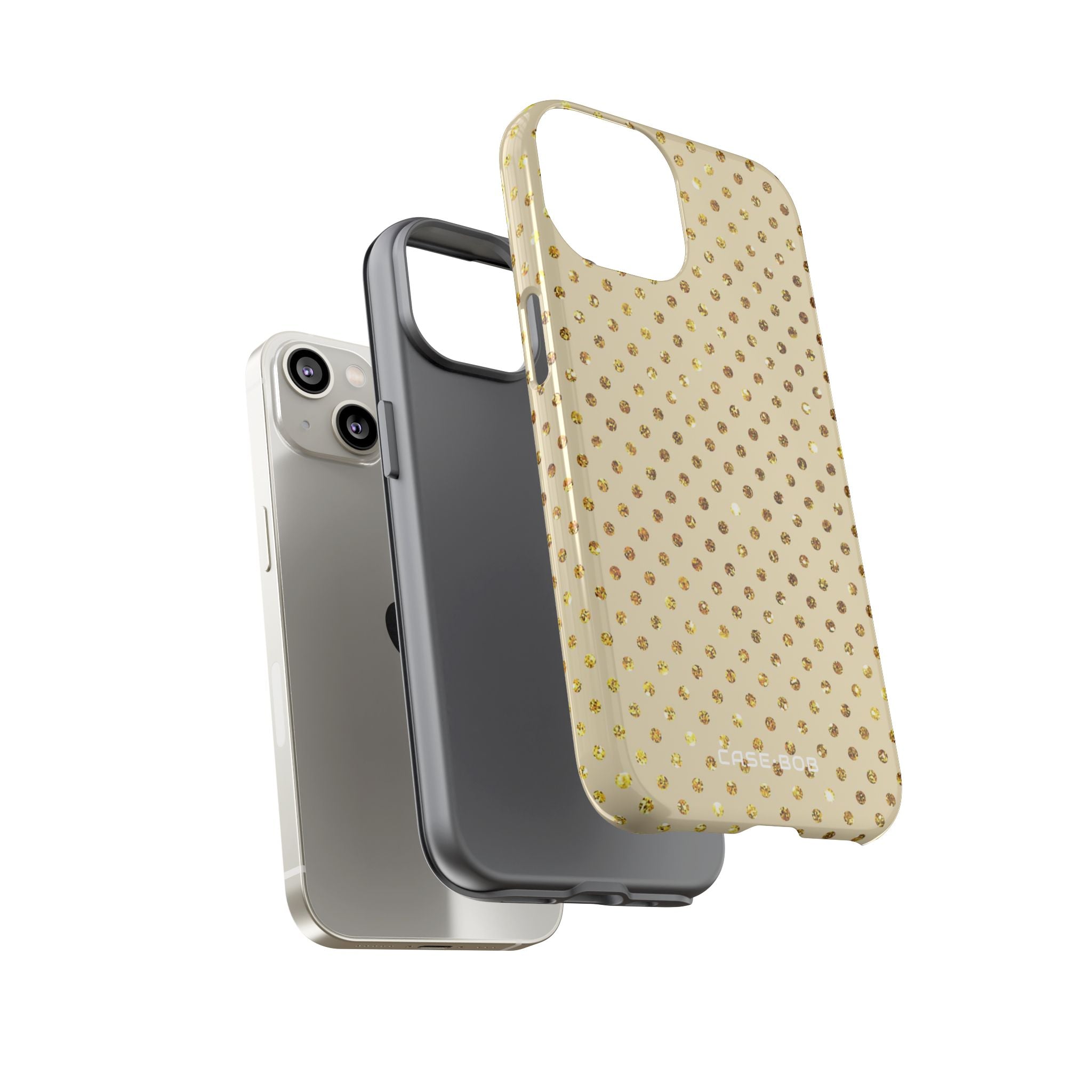 Gold Sparkle Grid iPhone 14 Case - Tough