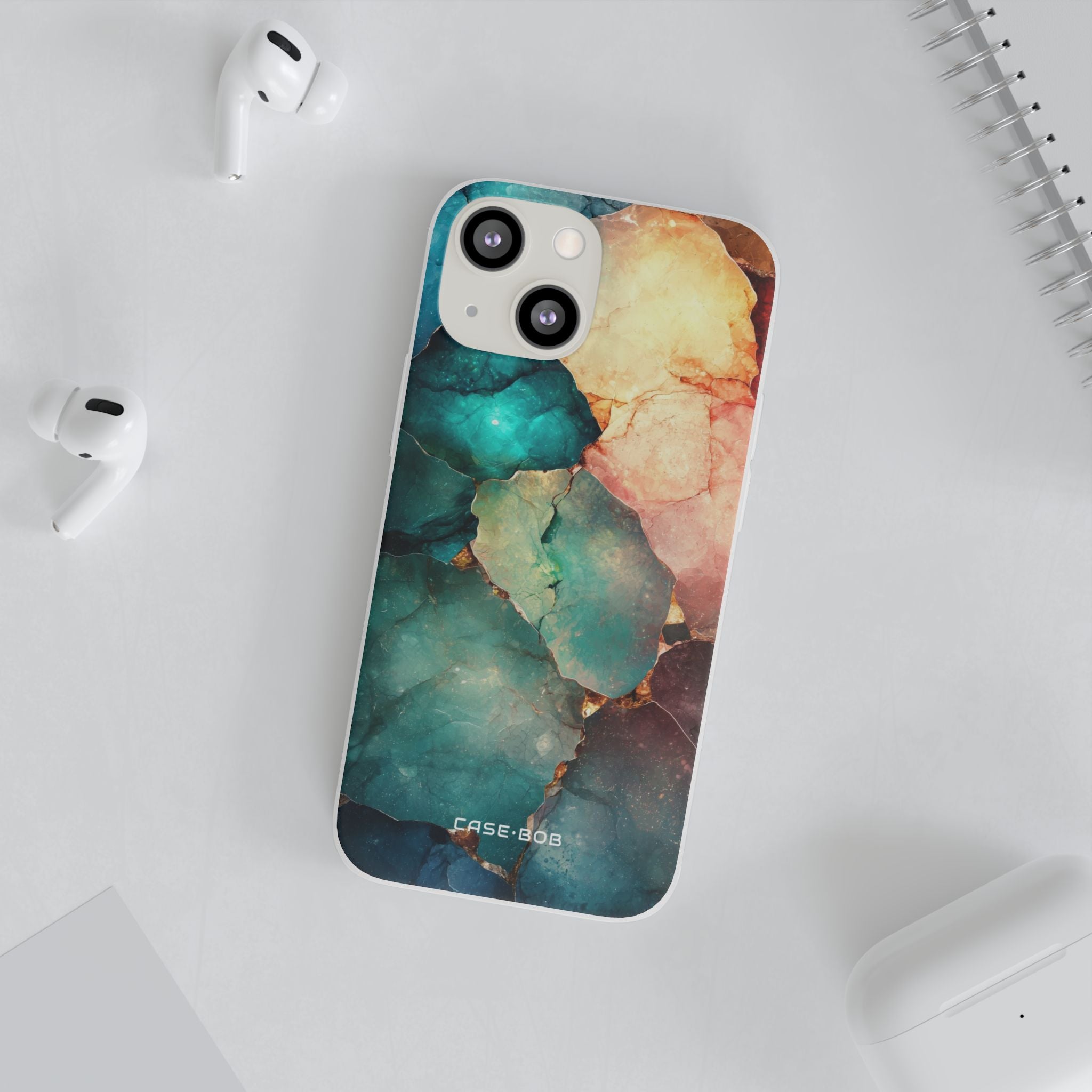 Teal Mosaic Veins iPhone 13 mini Case - Soft