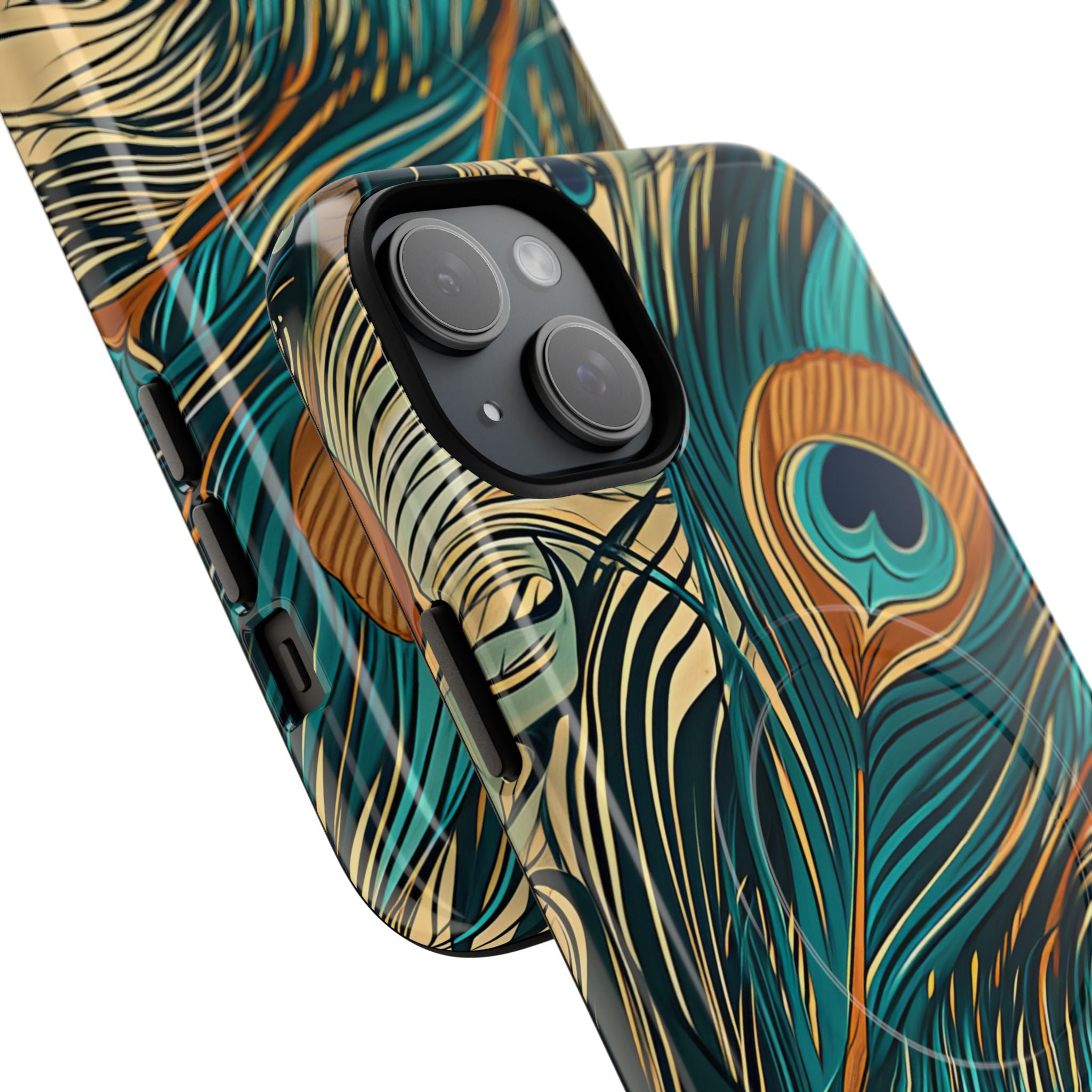 Peacock Feather Whirl iPhone 15 - Tough+