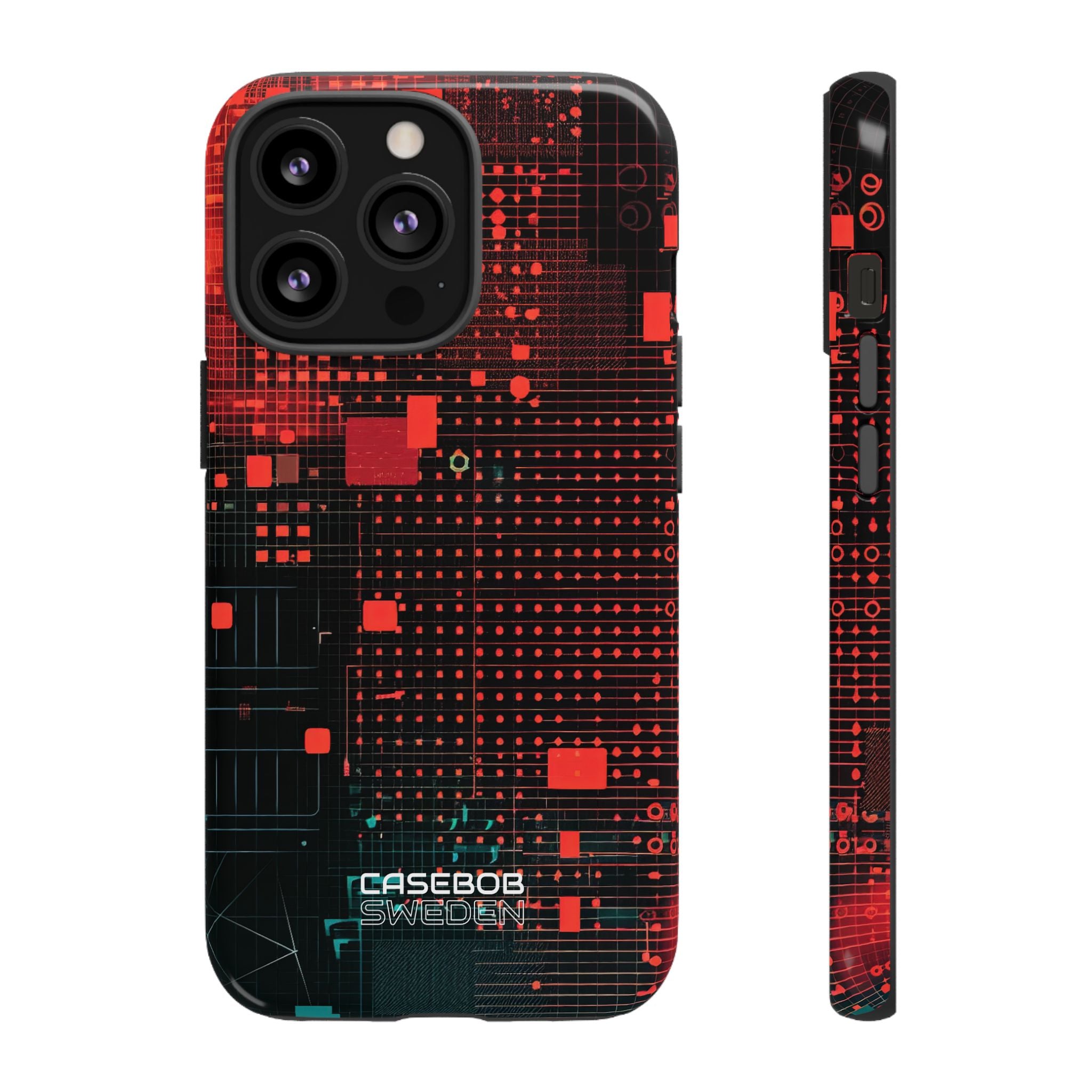 Crimson Circuit Grid iPhone 13 - Tough