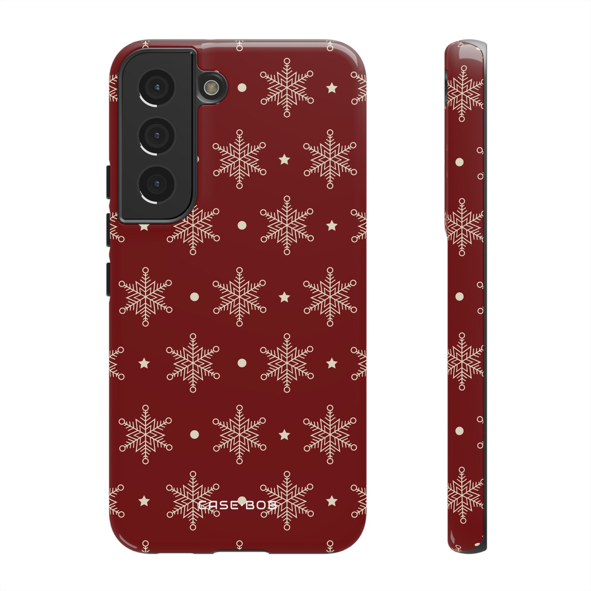 Cream Snowflake Crimson Samsung S22 Case - Tough