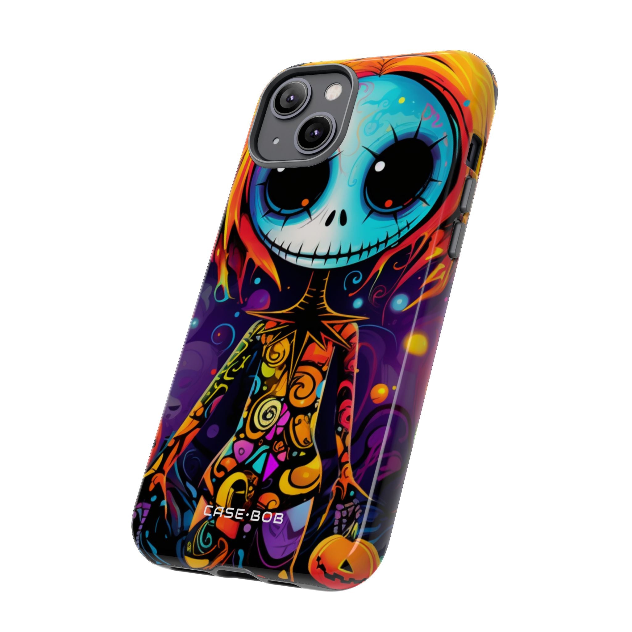 Blue Skull Swirl iPhone 14 Plus Case - Tough