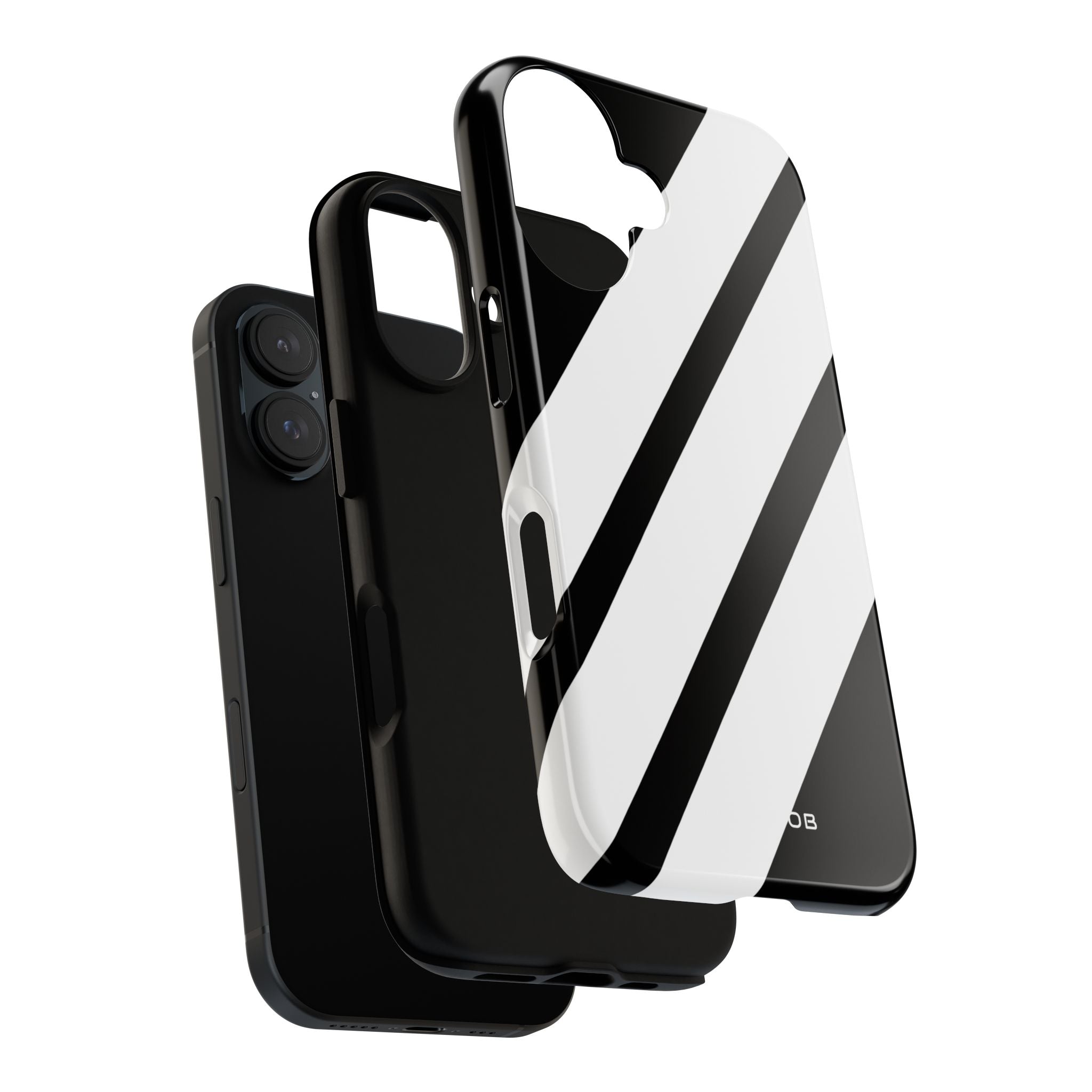 Diagonal Bands Noir iPhone 16 Plus Case - Tough