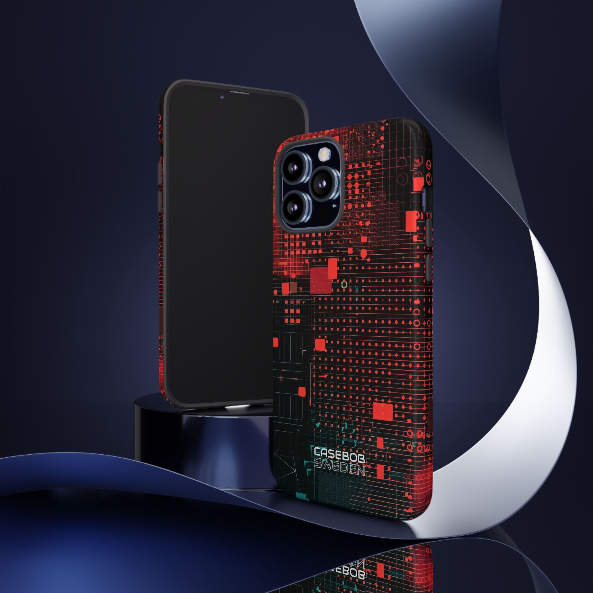 Crimson Circuit Grid iPhone 13 - Tough