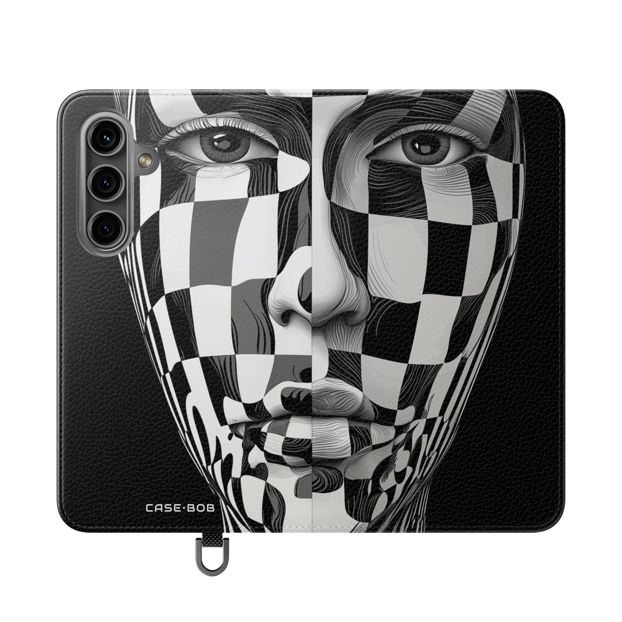 Mirrored Checkerboard Face - Samsung S24 Case - Wallet