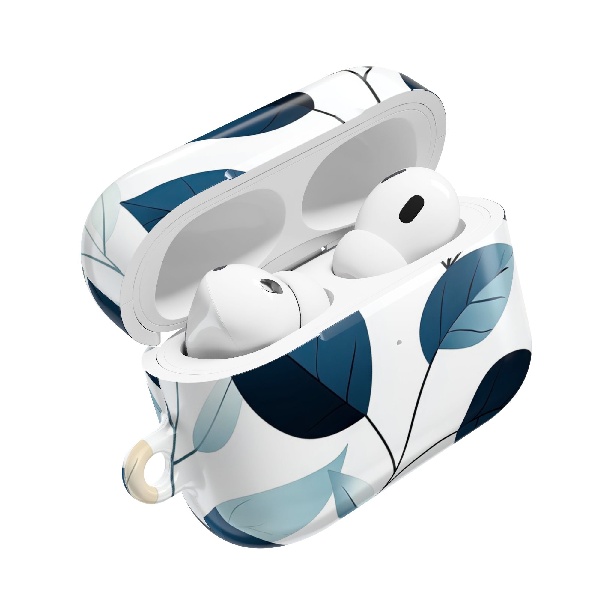 Navy Leaf Veins - AirPods Case