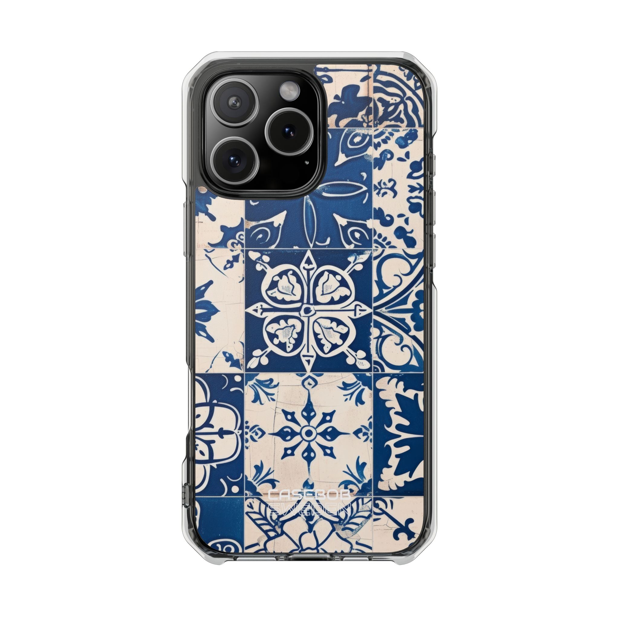 Ornate Blue Tiles iPhone 16 - Impact Clear+