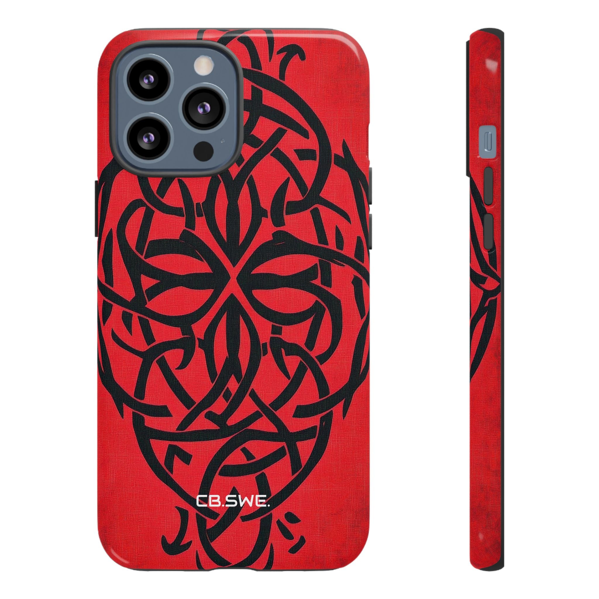 Beautiful Red Symmetric Celtic Symbols Gothic Standard iPhone 13 - Tough