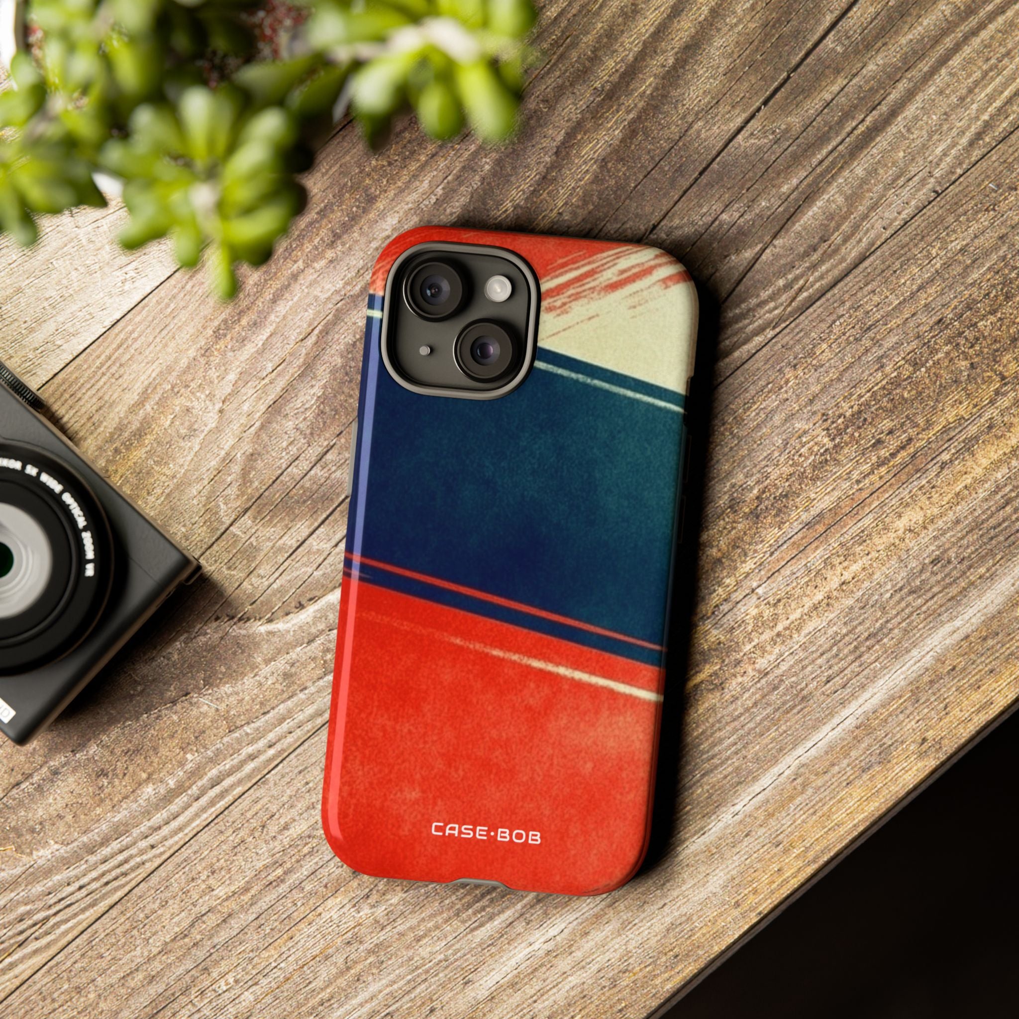 Blue Diagonal Motion iPhone 15 Case - Tough