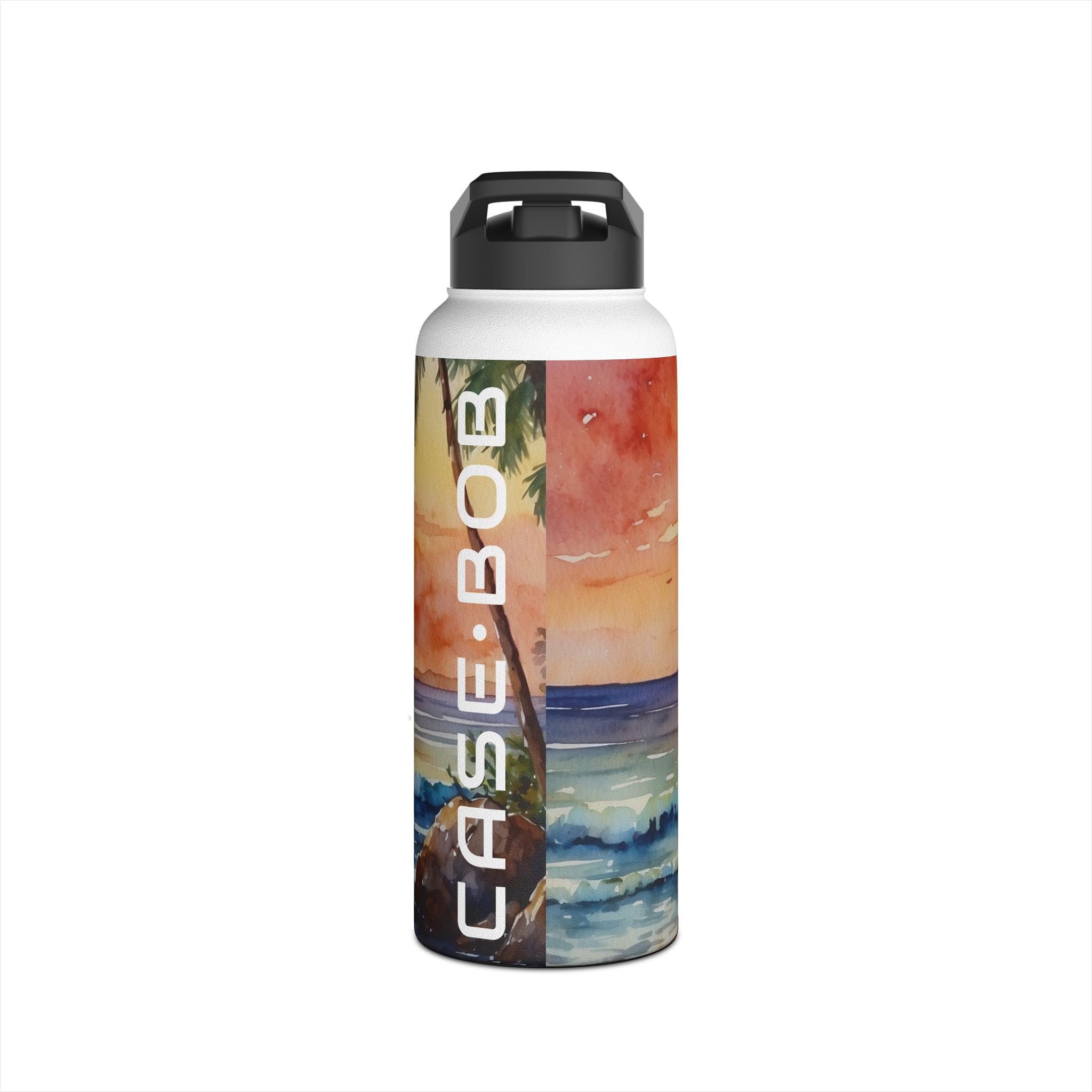 Golden Palm Sunset - Stainless Steel Water Bottle
