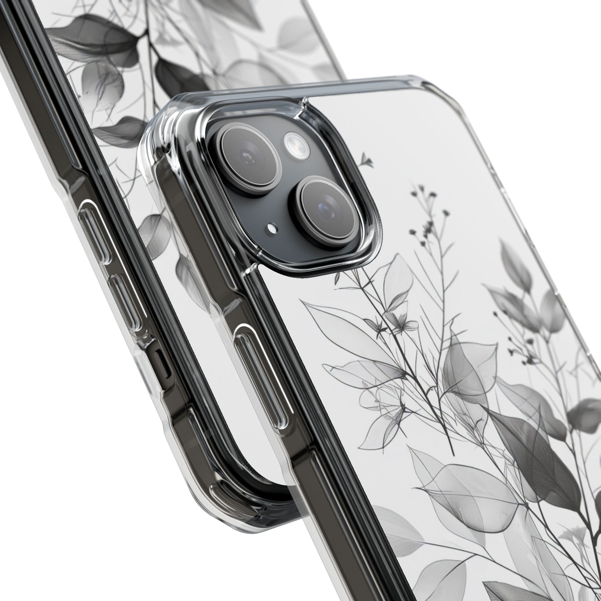 Veined Leaves Gray iPhone 15 Plus Case - Impact