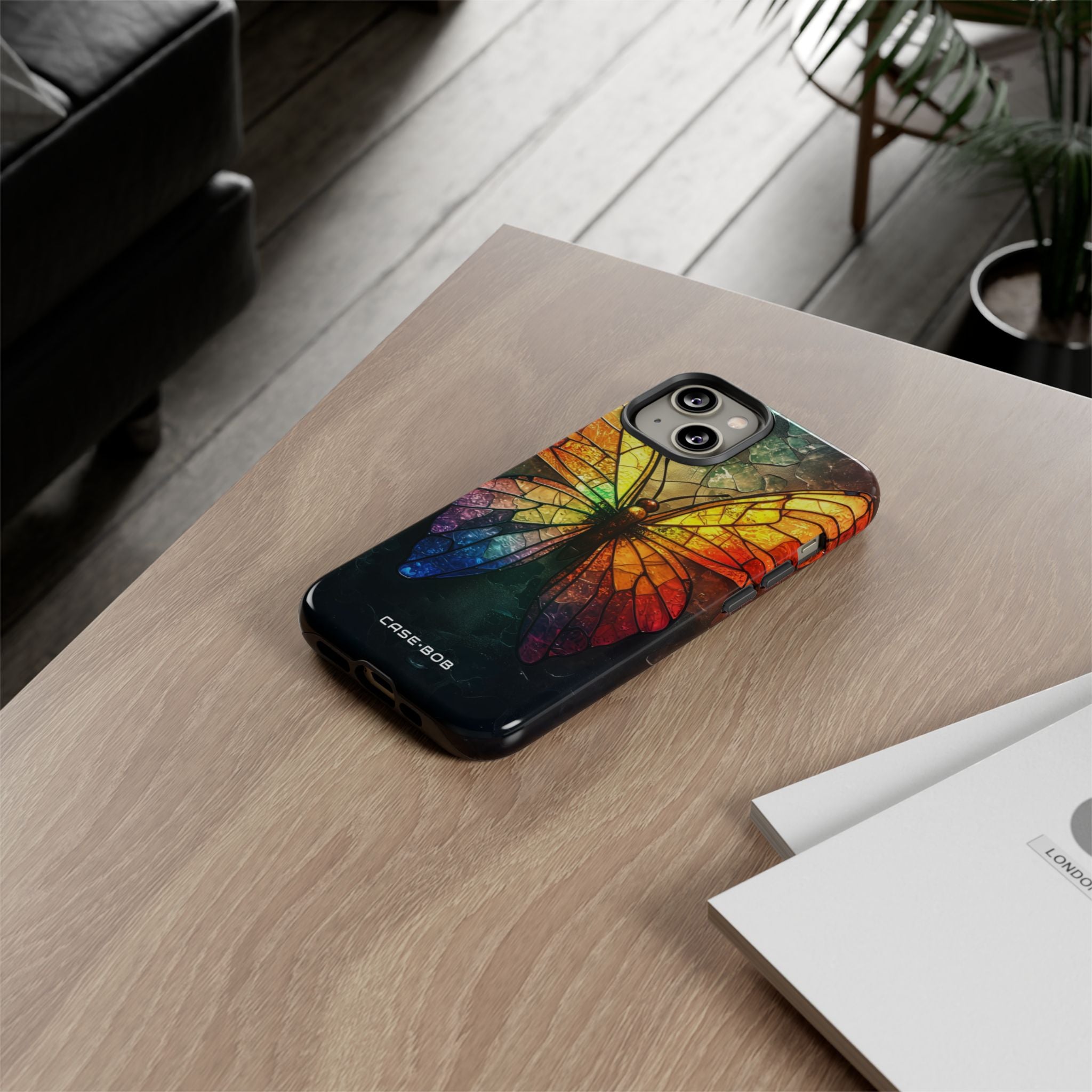Stained Glass Butterfly iPhone 14 Case - Tough