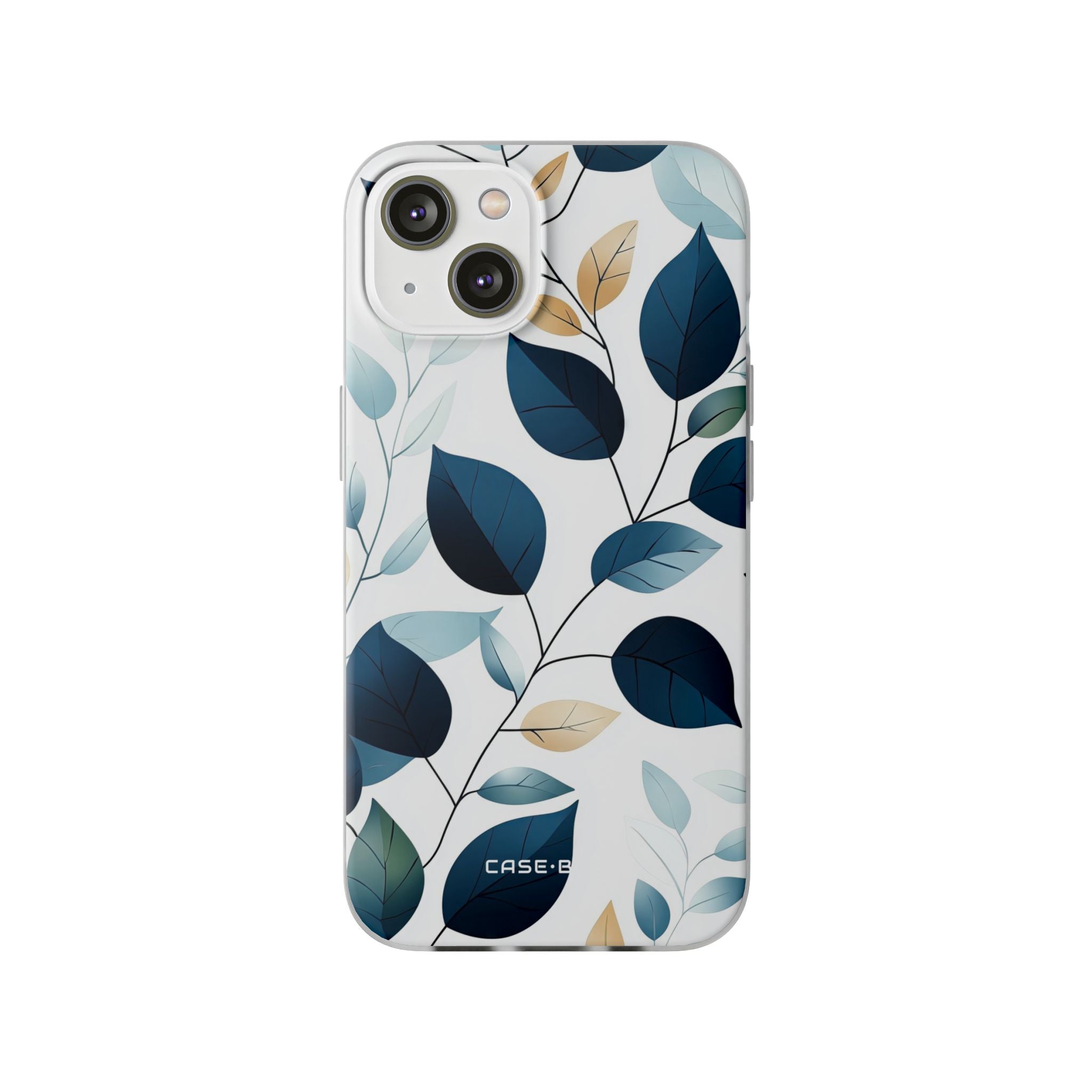 Navy Leaf Veins iPhone 14 Case - Soft
