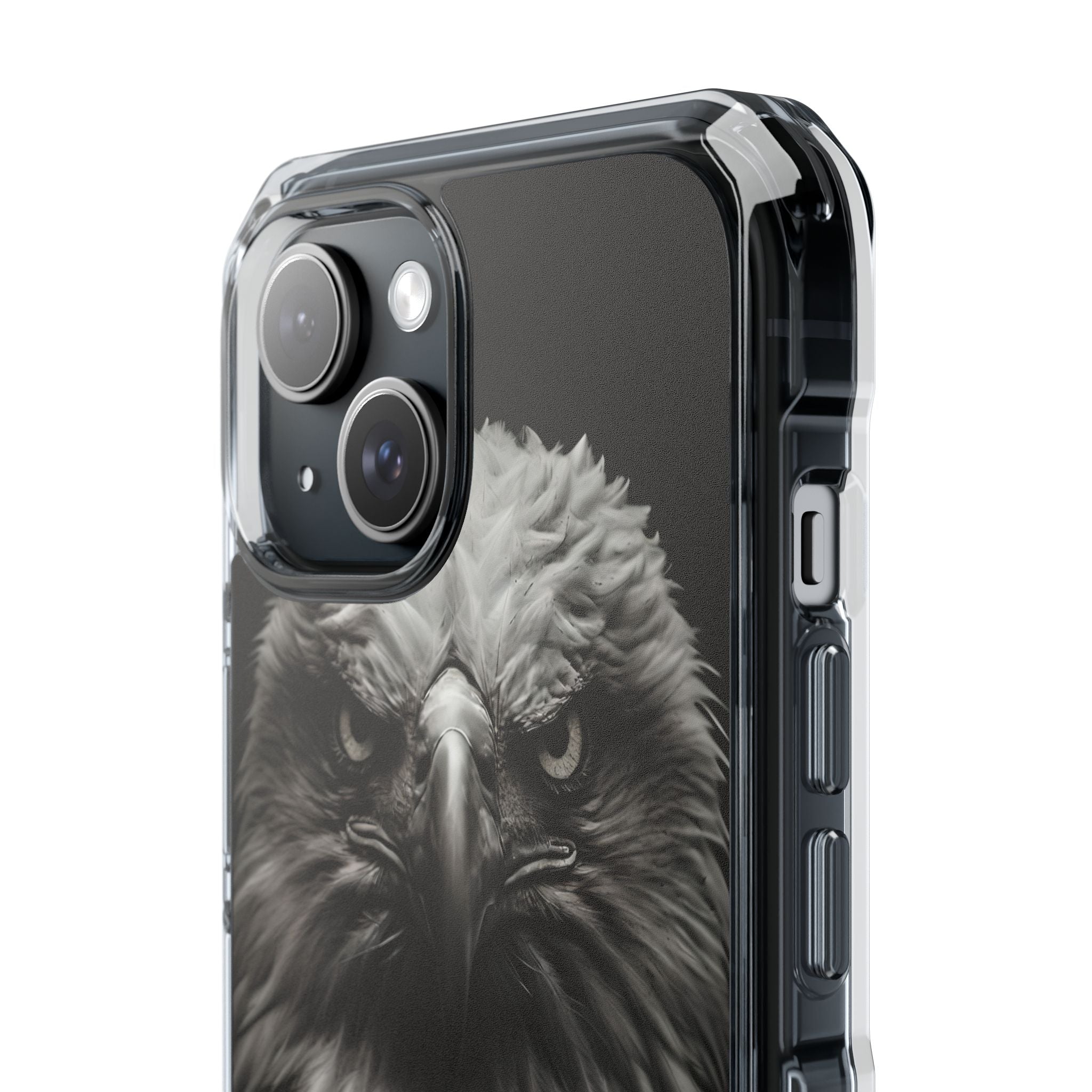 Intense Black and White Close-Up Eagle Head Art iPhone 15 - Impact Clear+