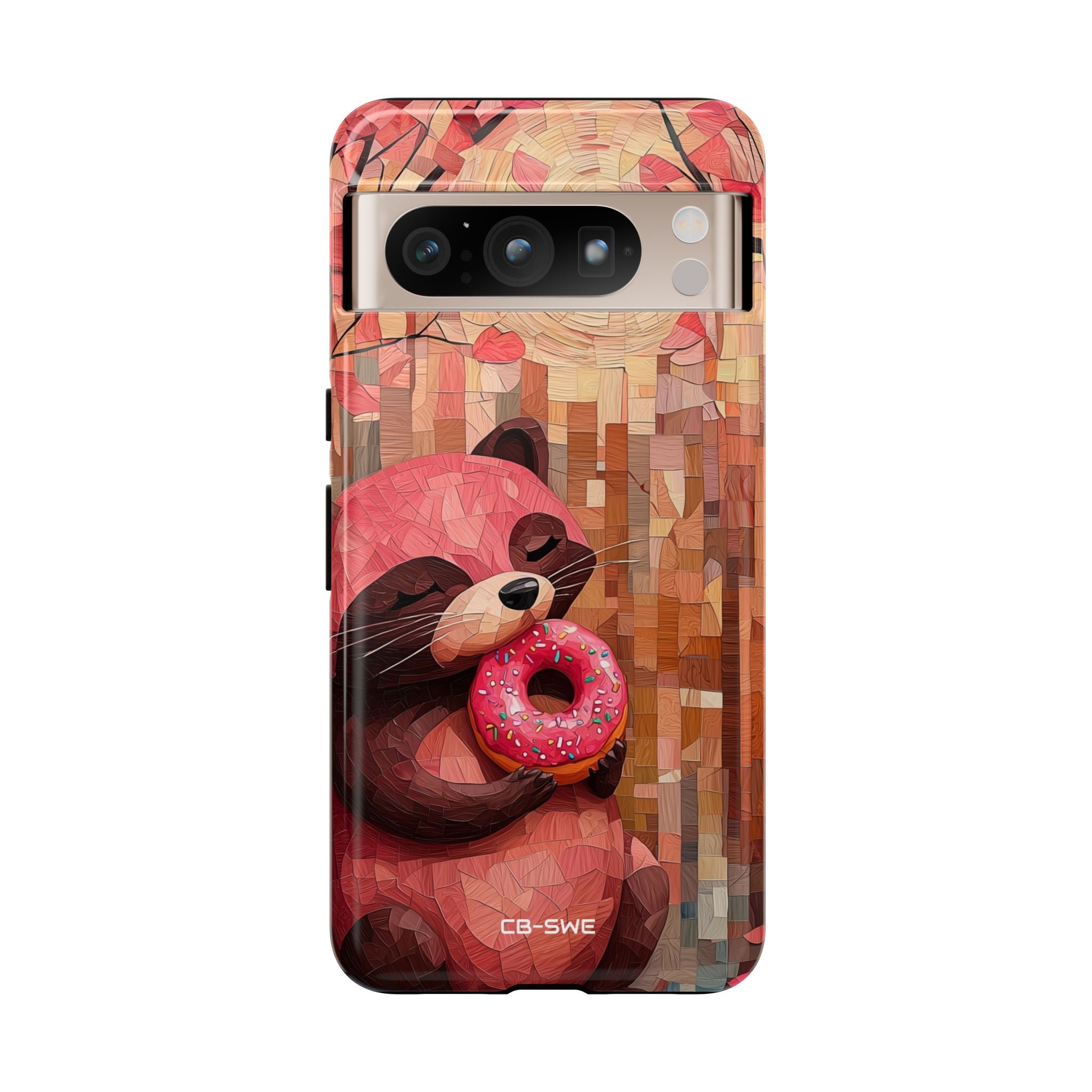 Raccoon Holds Donut - Google Pixel Case