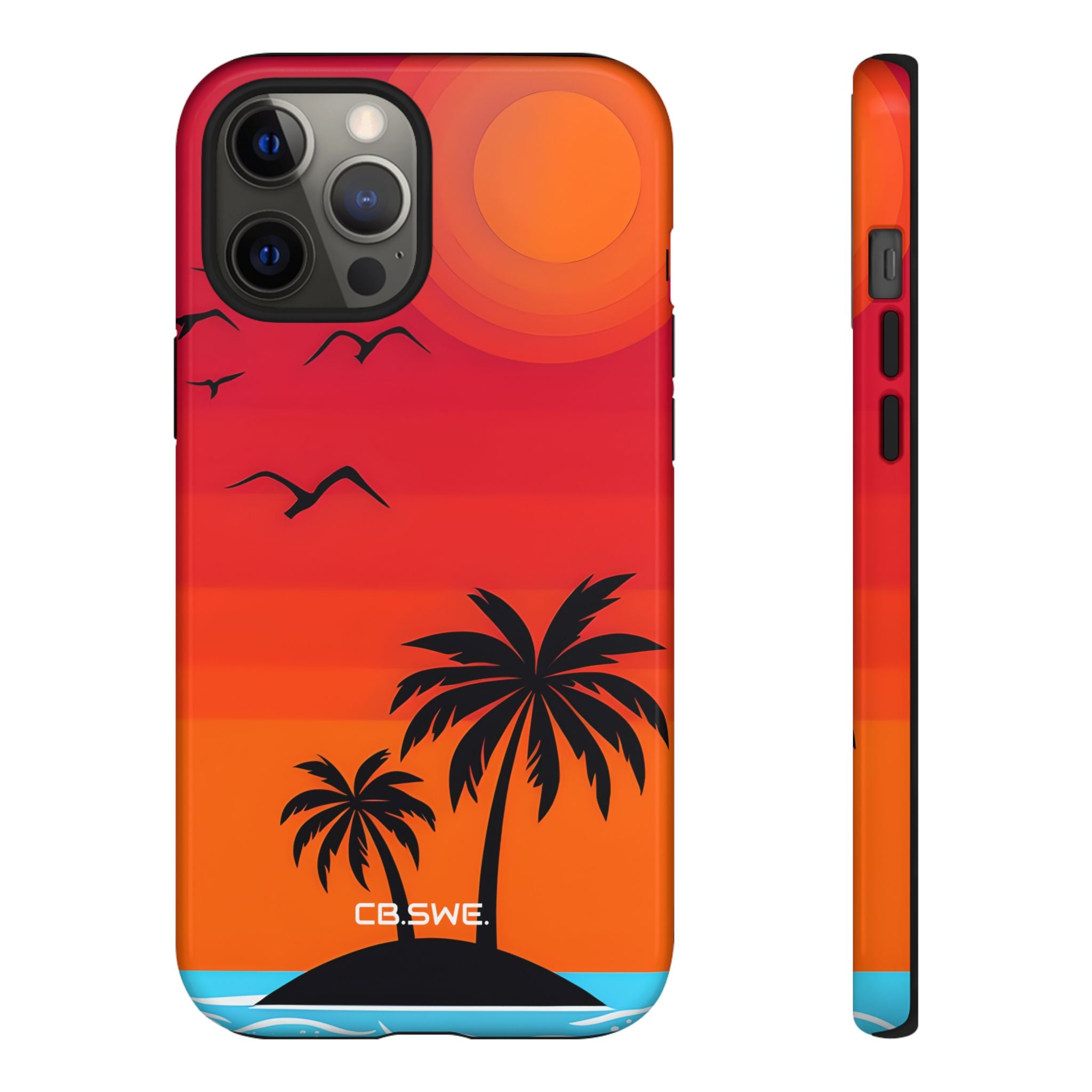 Vivid Tropical Sunset Silhouetted Palm Trees iPhone 12 - Tough