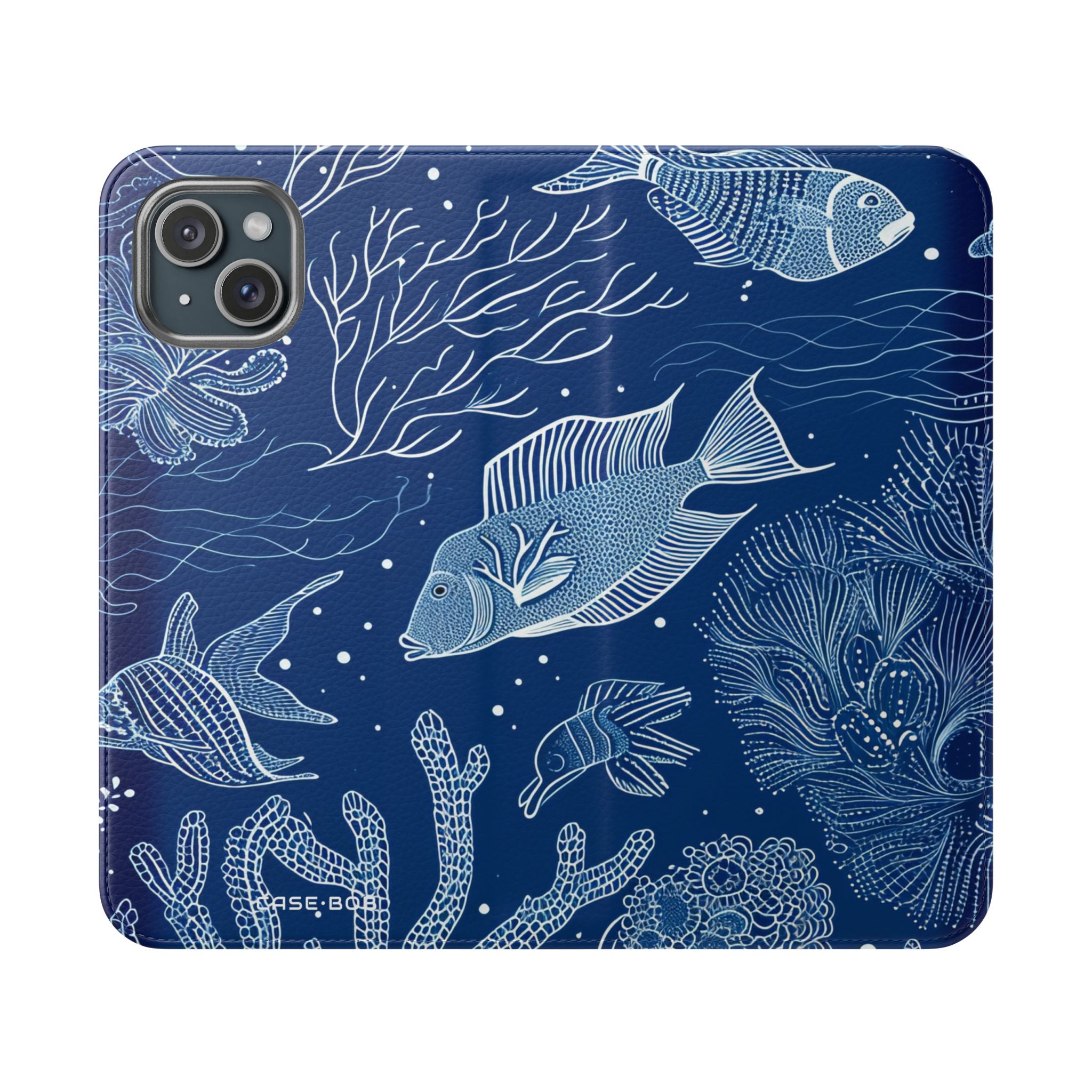 Blue Scale Reef - iPhone 15 Plus Case - Wallet