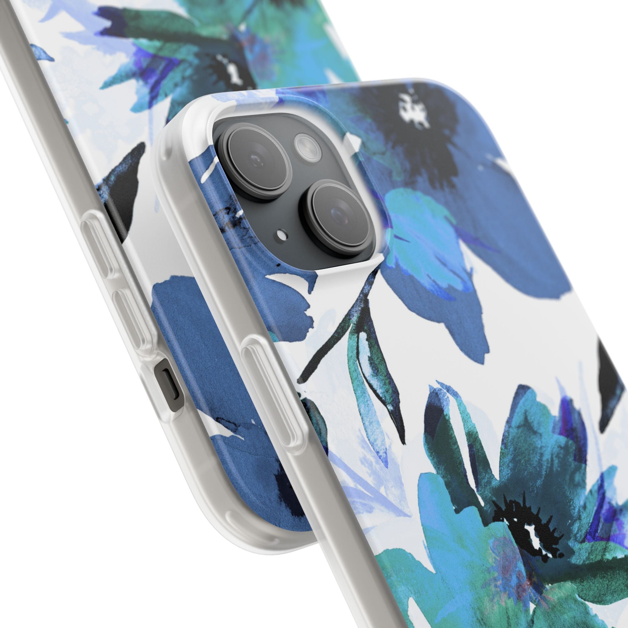 Blue Blossom Radiance iPhone 15 Plus Case - Soft