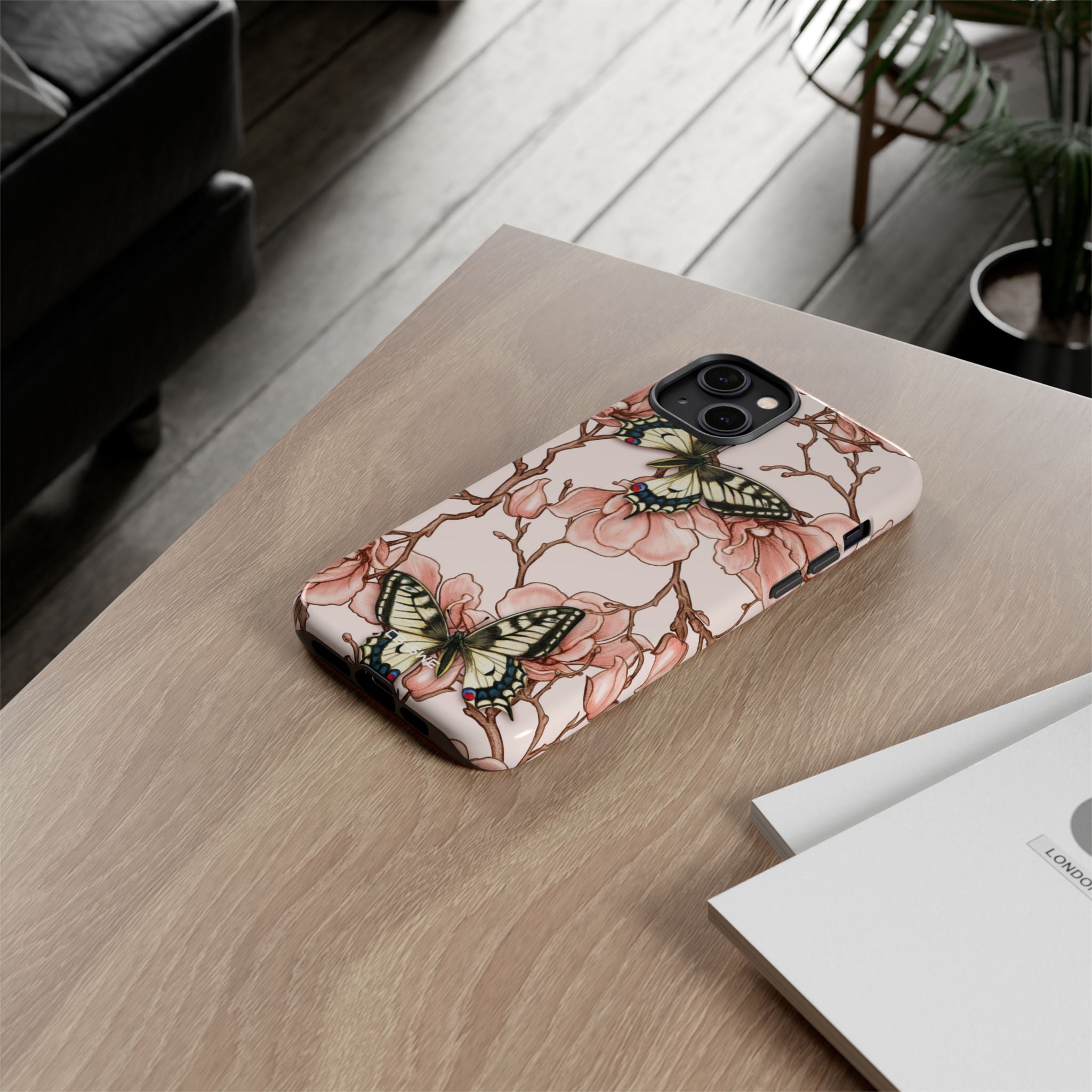 Butterflies and Magnolias Harmony - iPhone Case