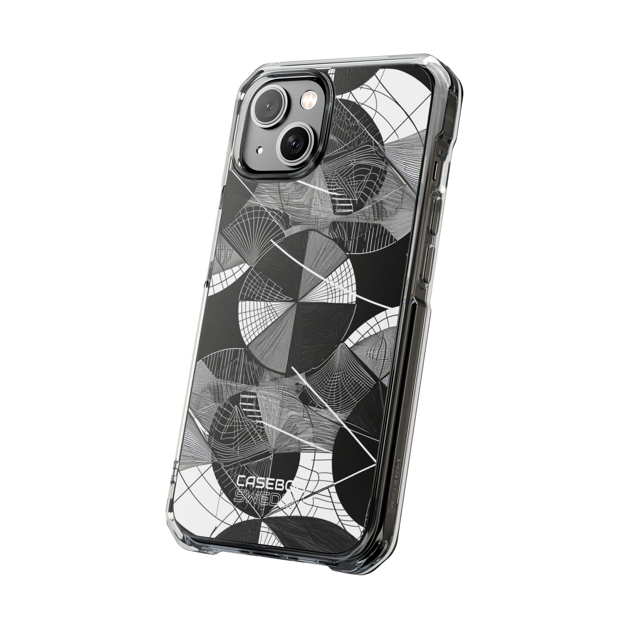 Monochrome Circle Maze iPhone 14 - Impact Clear+