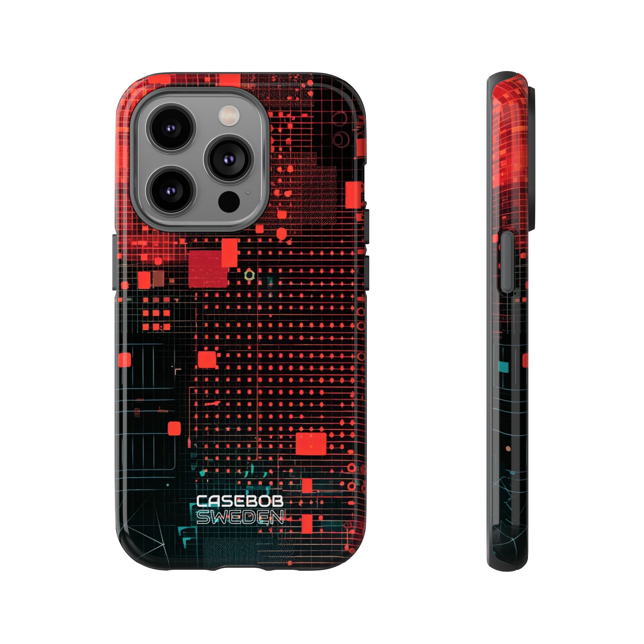 Crimson Circuit Grid iPhone 14 - Tough