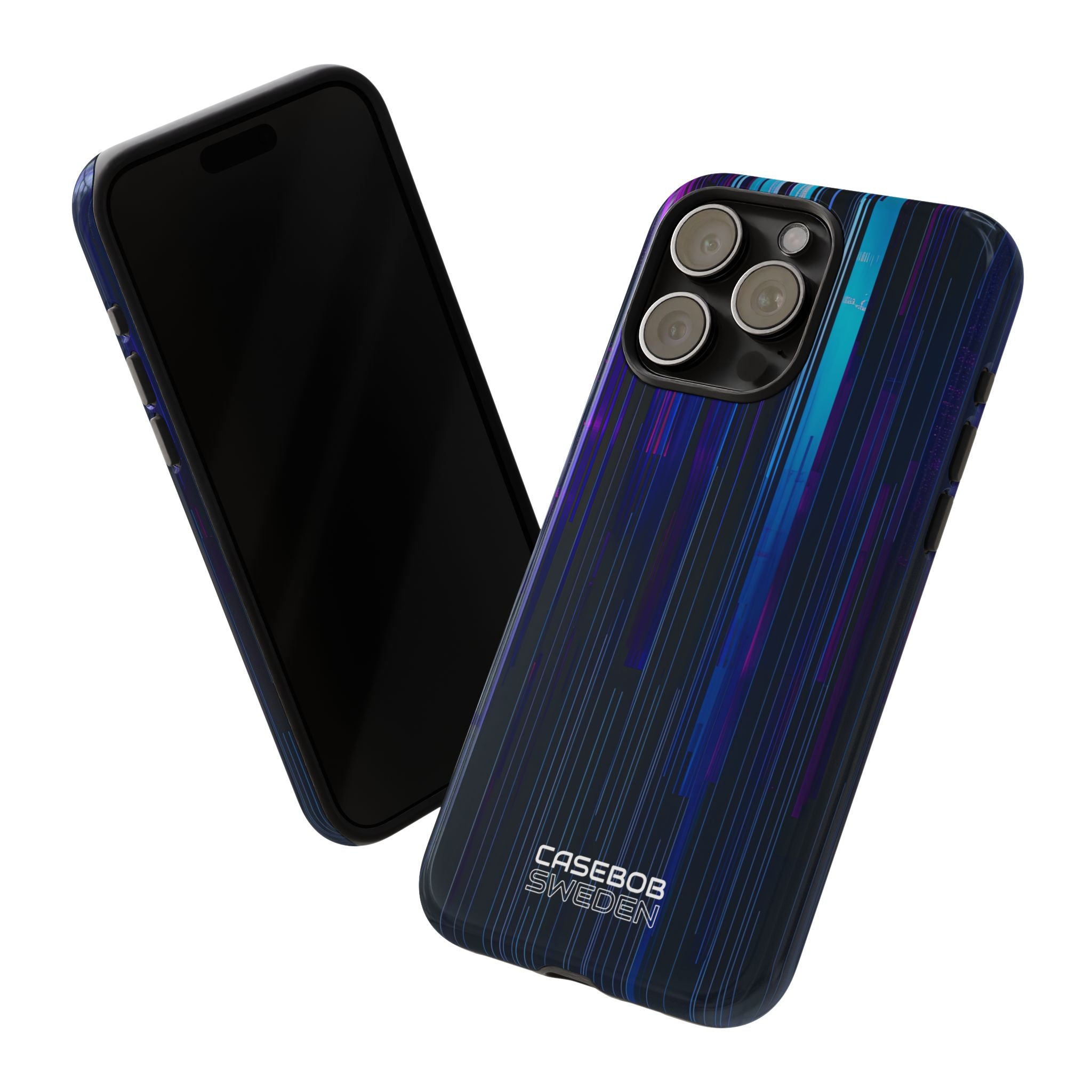 Neon Glitch Stripes iPhone 15 - Tough