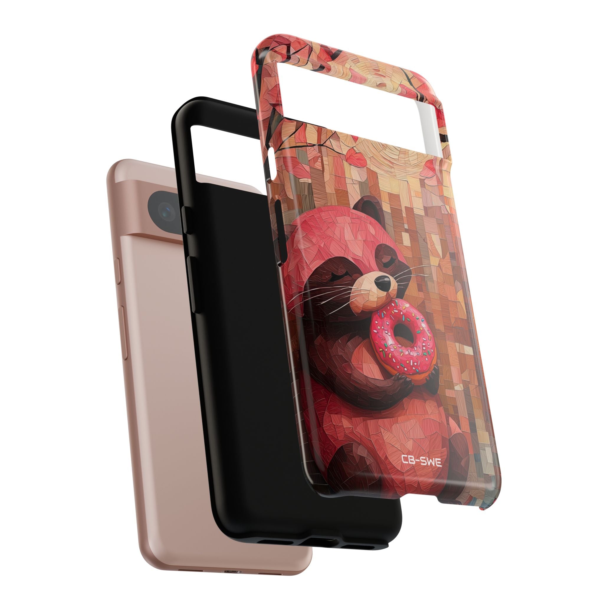 Raccoon Holds Donut - Google Pixel Case