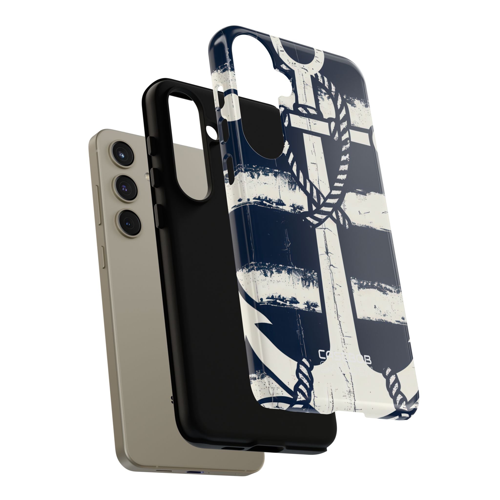 Navy Anchor Stripes Samsung S24 - Tough