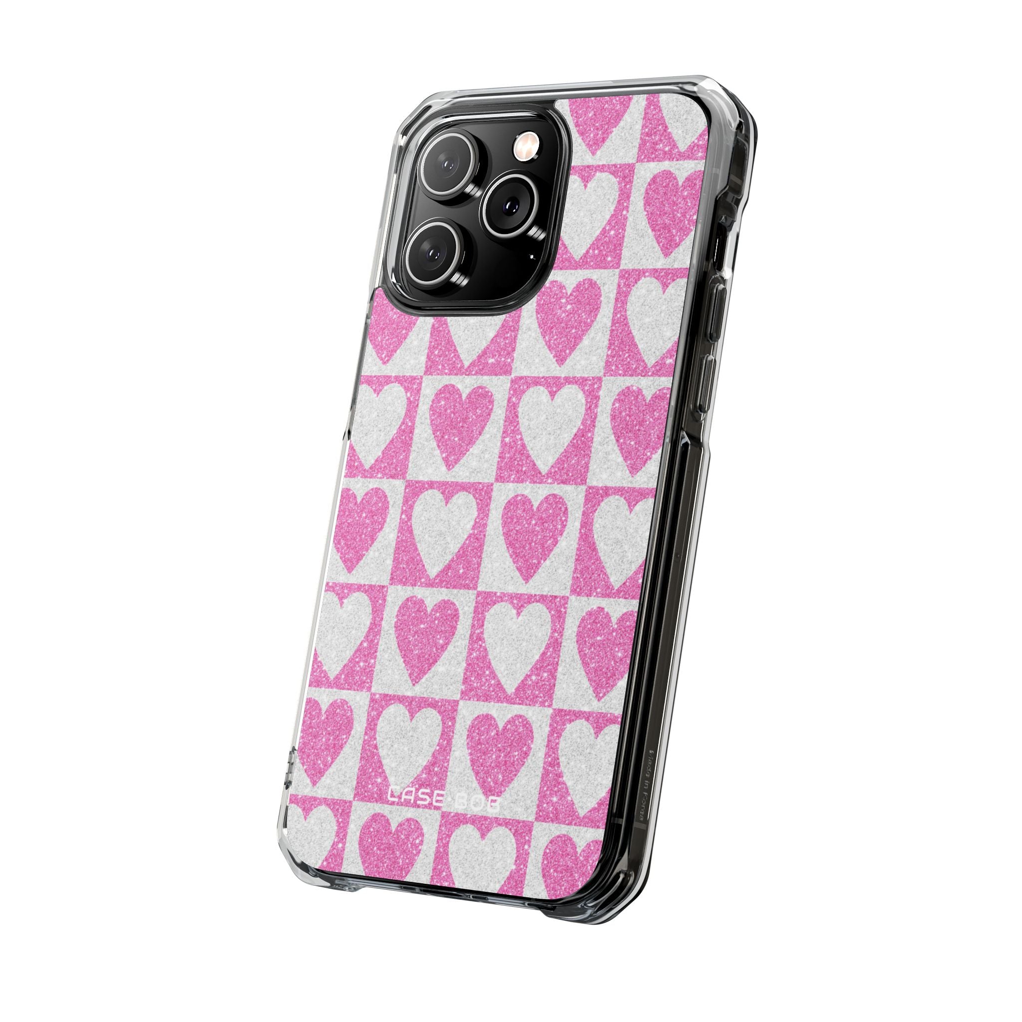 Glitter Heart Grid iPhone 14 Pro Max Case - Impact