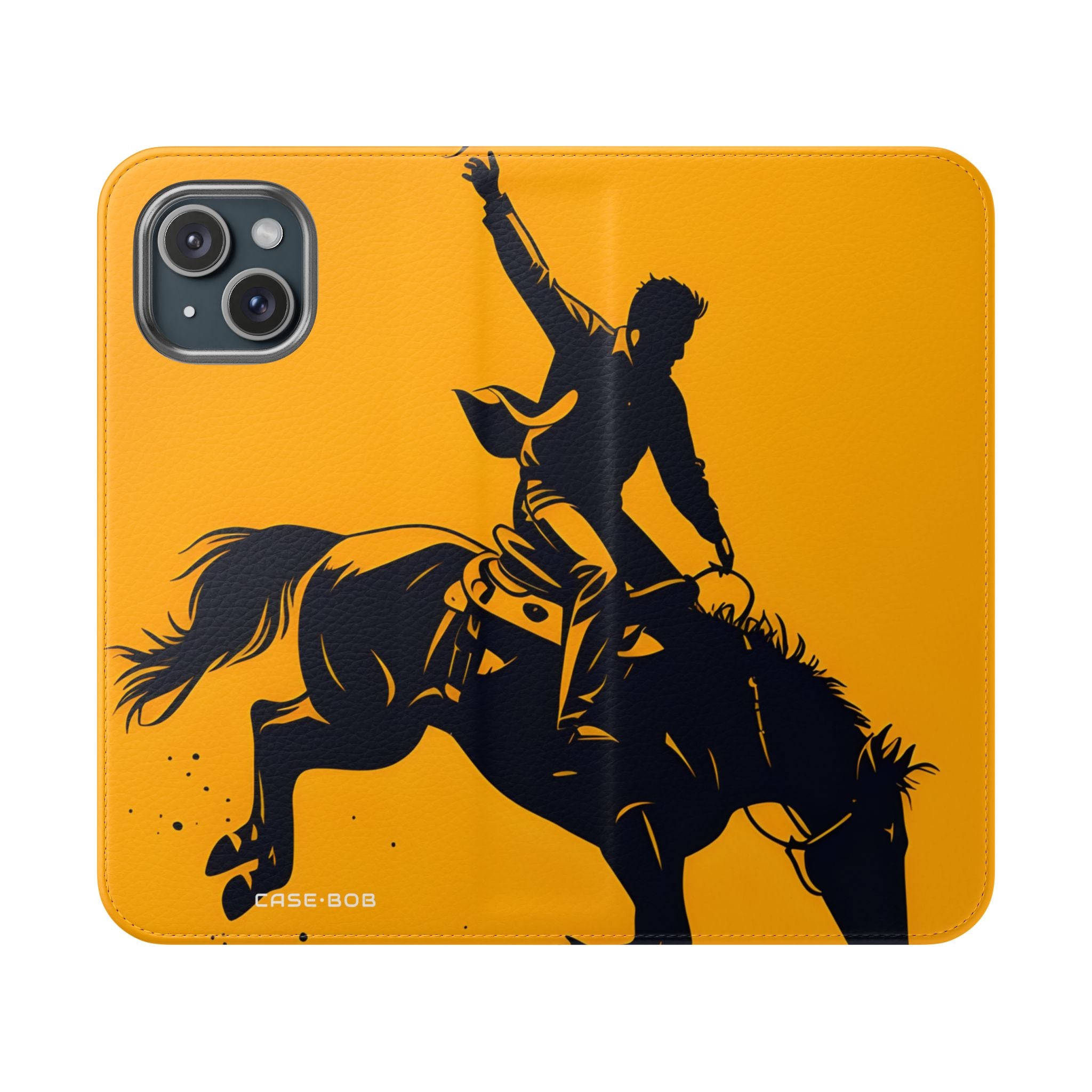 Bucking Cowboy Shadow - iPhone 15 Case - Wallet