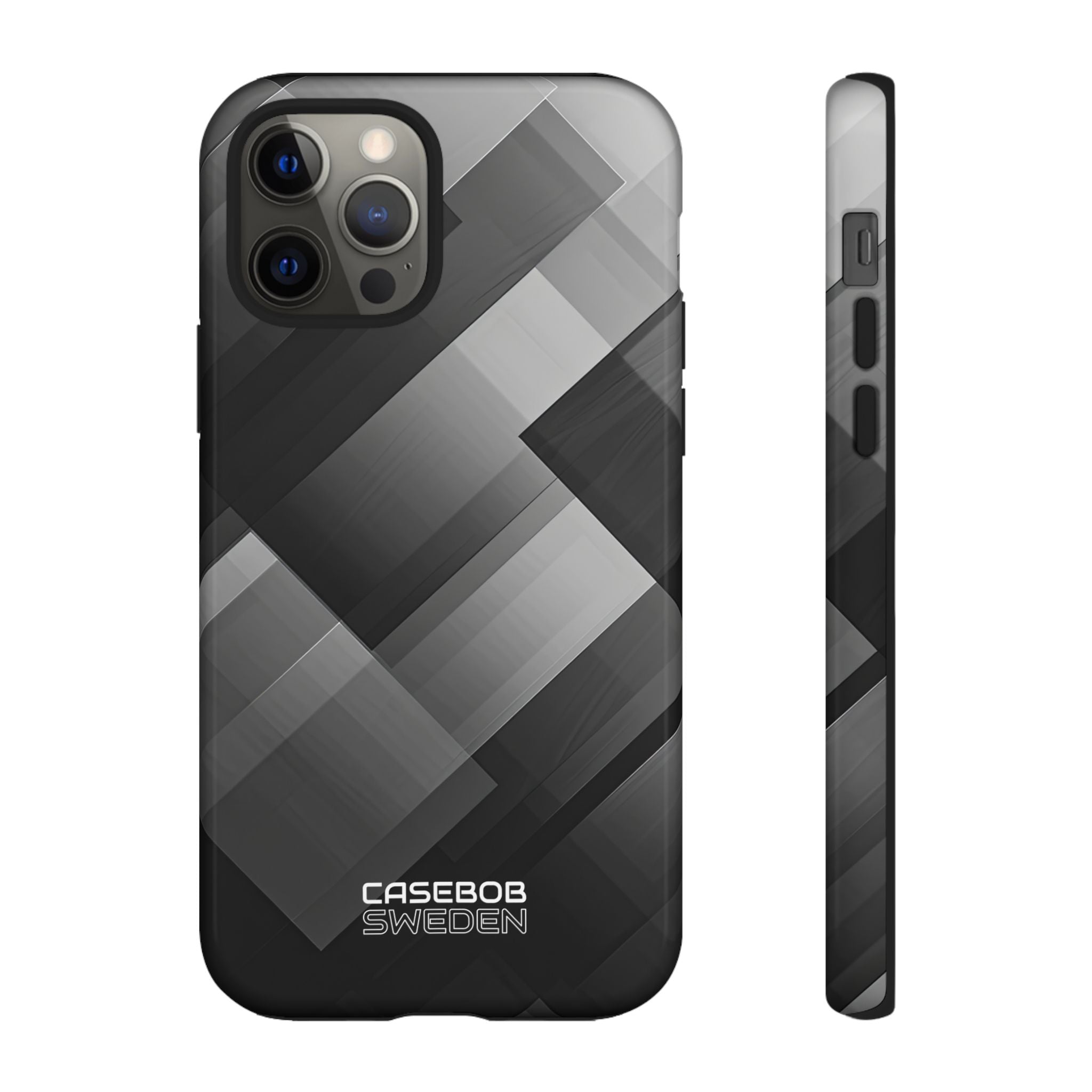 Grayscale Geometric Layers iPhone 12 - Tough