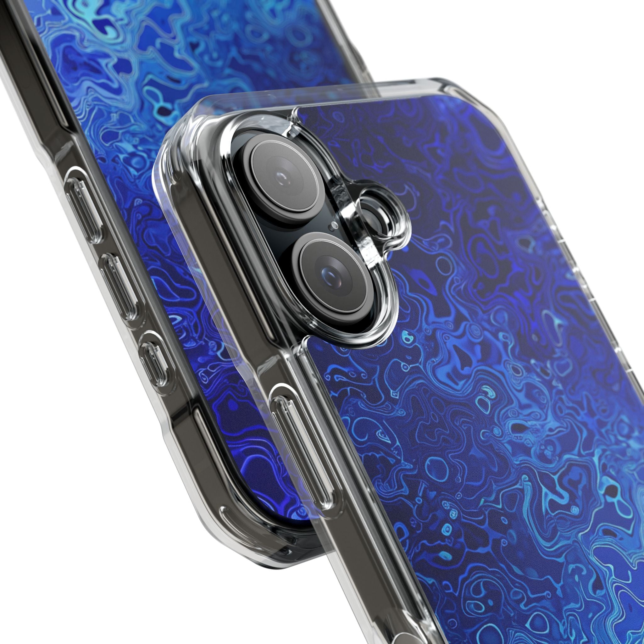 Swirling Blue Currents iPhone 16 - Impact Clear+