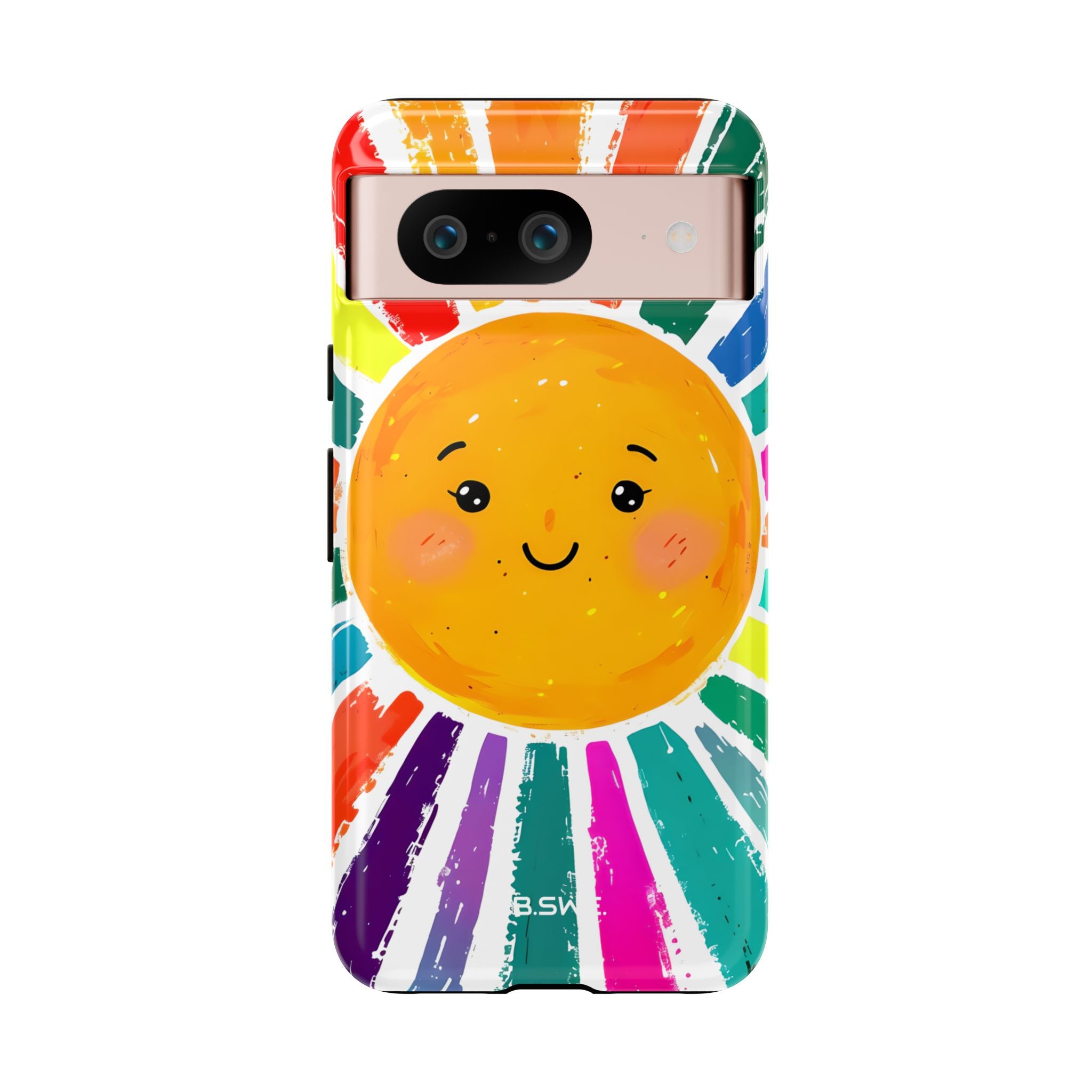 Cheerful Cartoon Sun Colorful Rays Illustration Google Pixel 8 - Tough