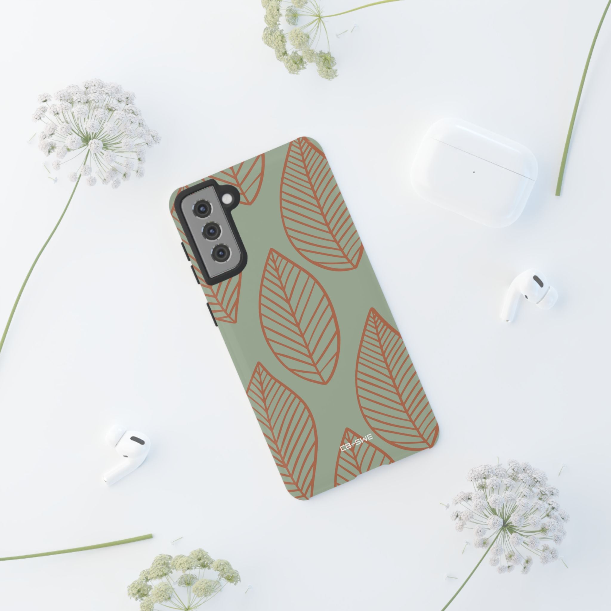 Mint and Orange Leaves - Samsung Case