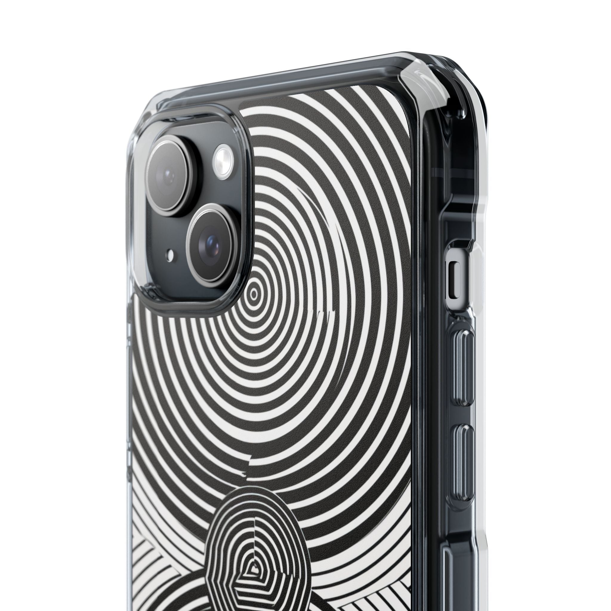 Monochrome Spiral Motion iPhone 15 - Impact Clear+