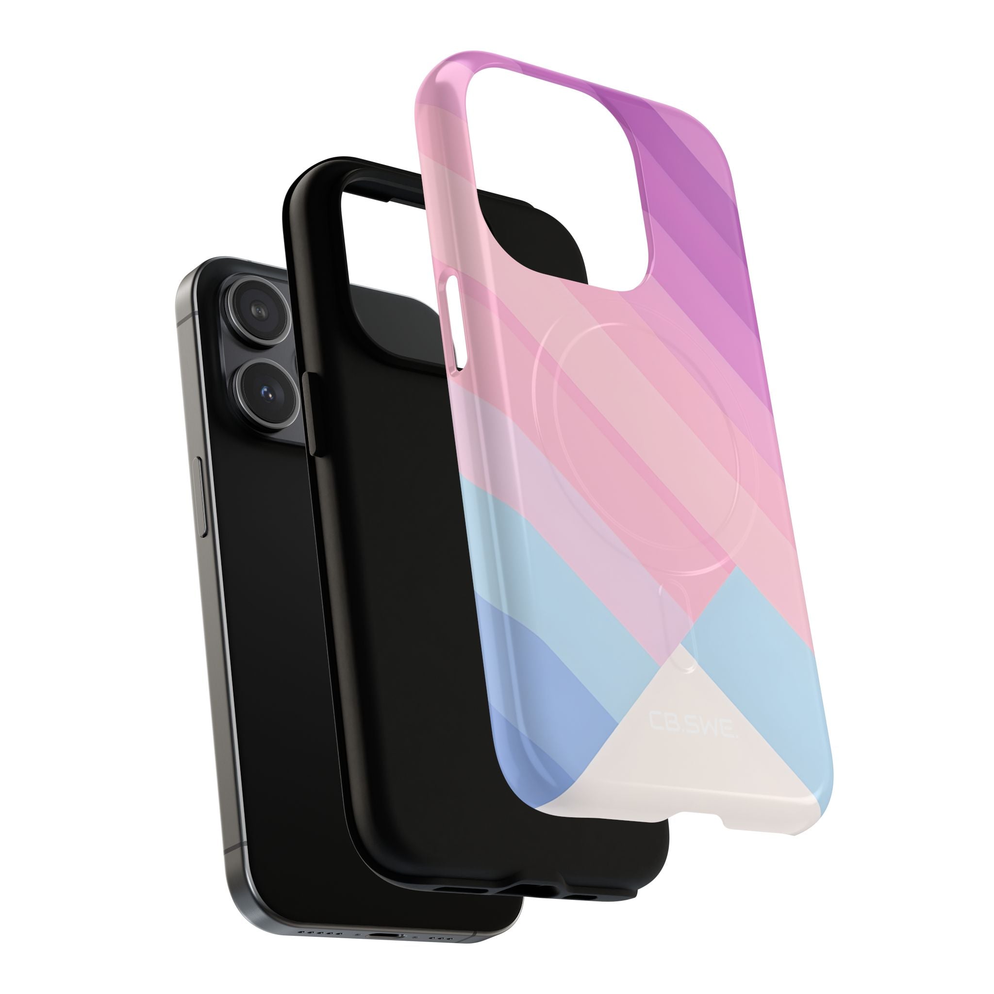 Pink Blue Gradient Layers iPhone 15 - Tough+