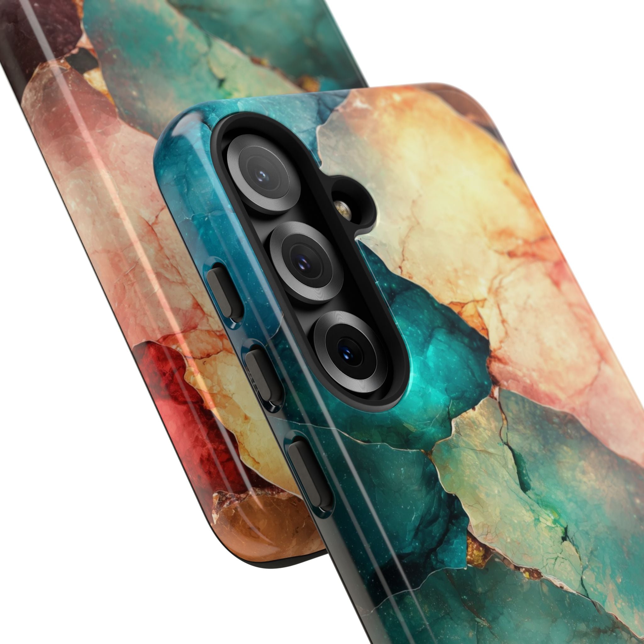 Teal Mosaic Veins Samsung S25 Plus Case - Tough