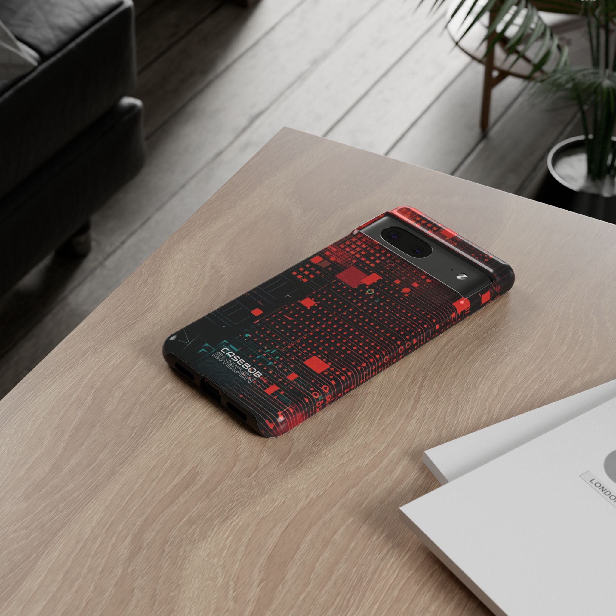 Crimson Circuit Grid Google Pixel 7 - Tough