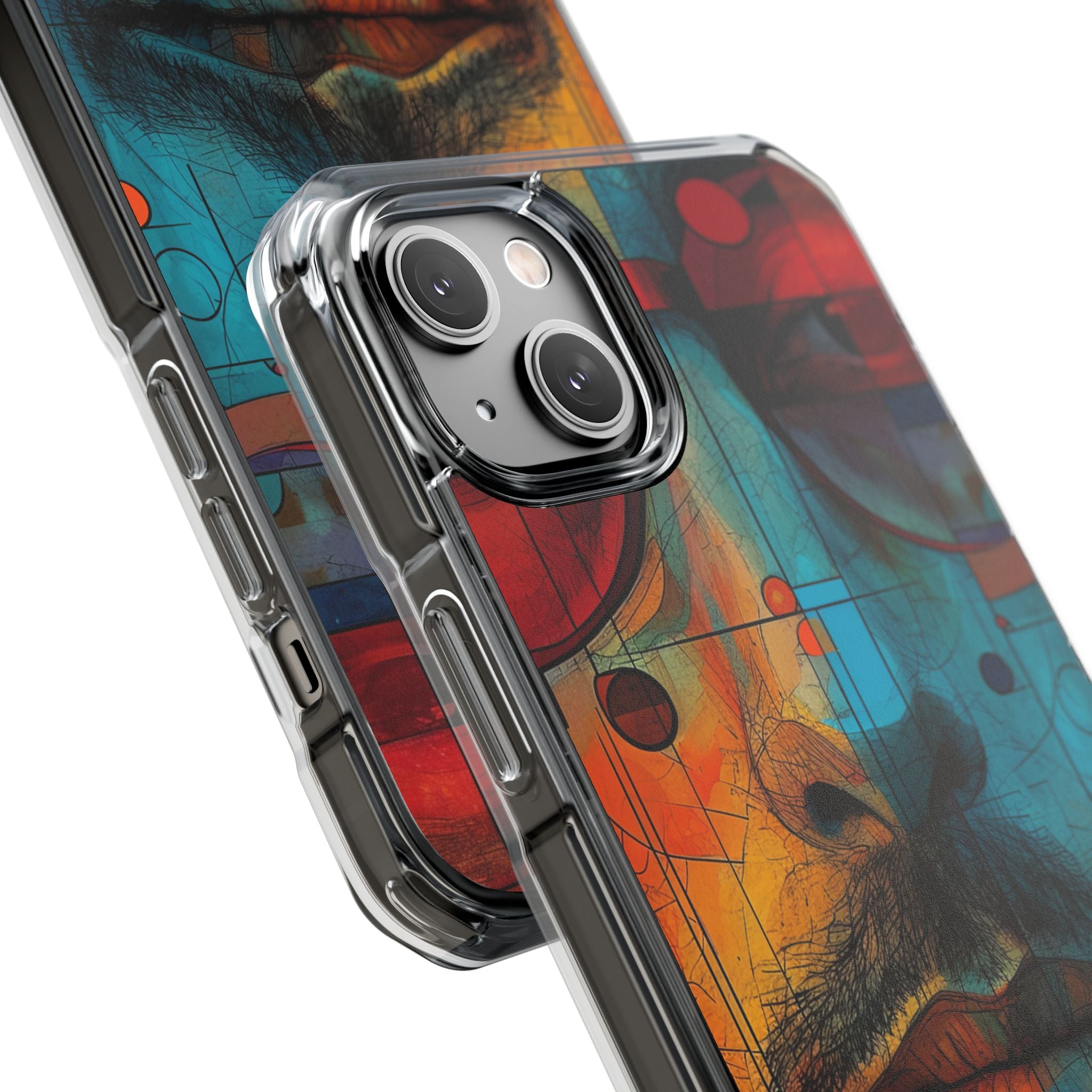 Cubistische Bril Gezicht iPhone 14 - Impact Clear+