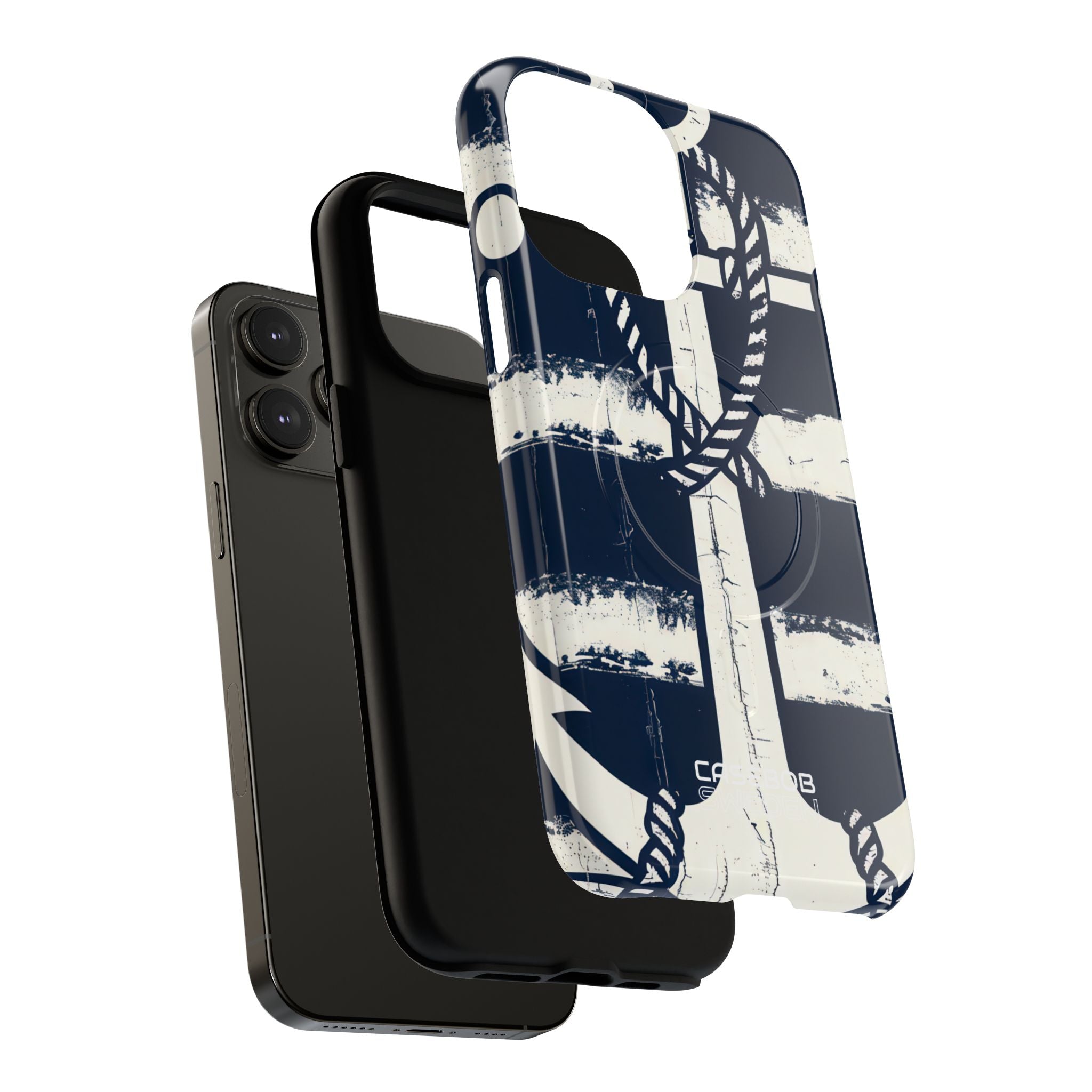 Navy Anchor Stripes iPhone 14 - Tough+